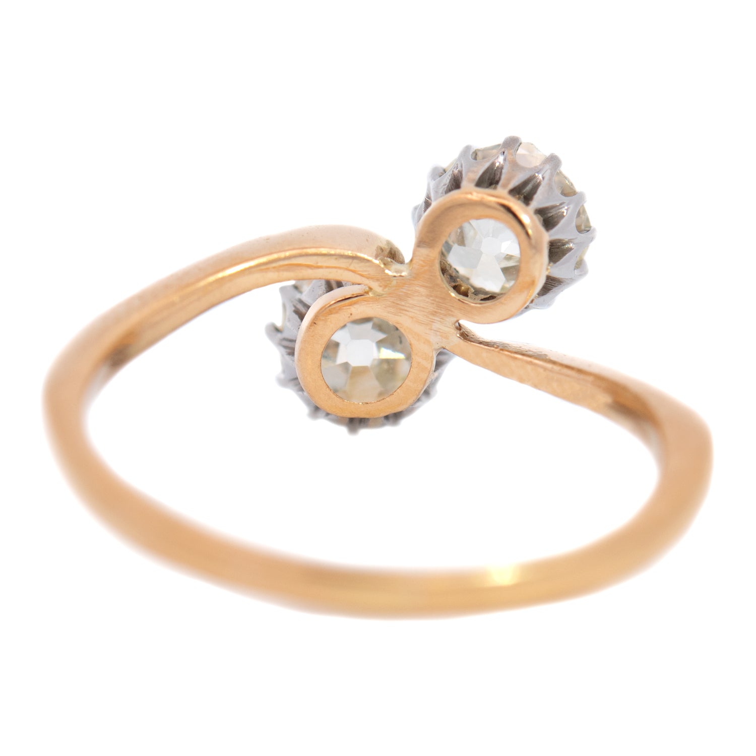 Edwardian 18k Gold/Platinum Moi et Toi Diamond Bypass Ring 1.90ctw - Vintage Engagement & Wedding Ring for Women
