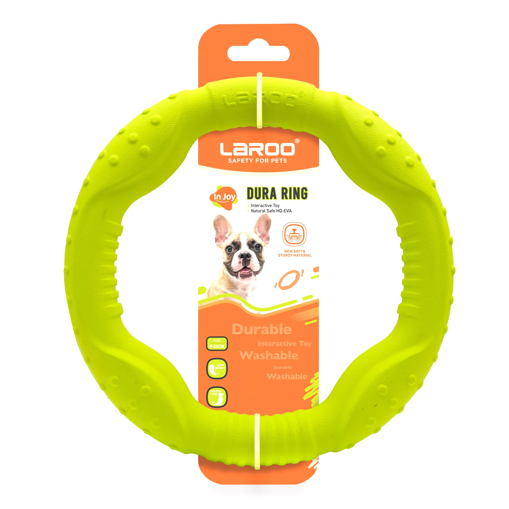 **LaRoo Floating Dog Flying Ring Toy - Durable Outdoor Chew Disc for Medium & Large Dogs - Perfect for Summer Fetch Training & Water Play (Medium Green, 22cm)**