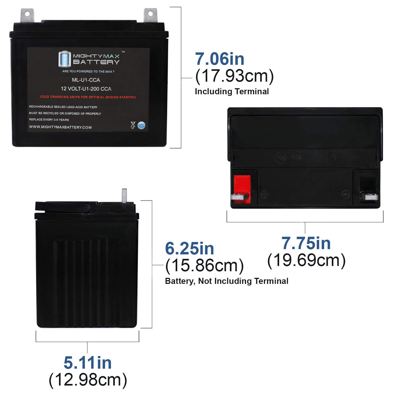 Mighty Max ML-U1 12V 200CCA Lawn Tractor Battery - Compatible with Gravely Pro H Series 988109 - Perfect for Lawn Maintenance, Landscaping & Outdoor Power Equipment