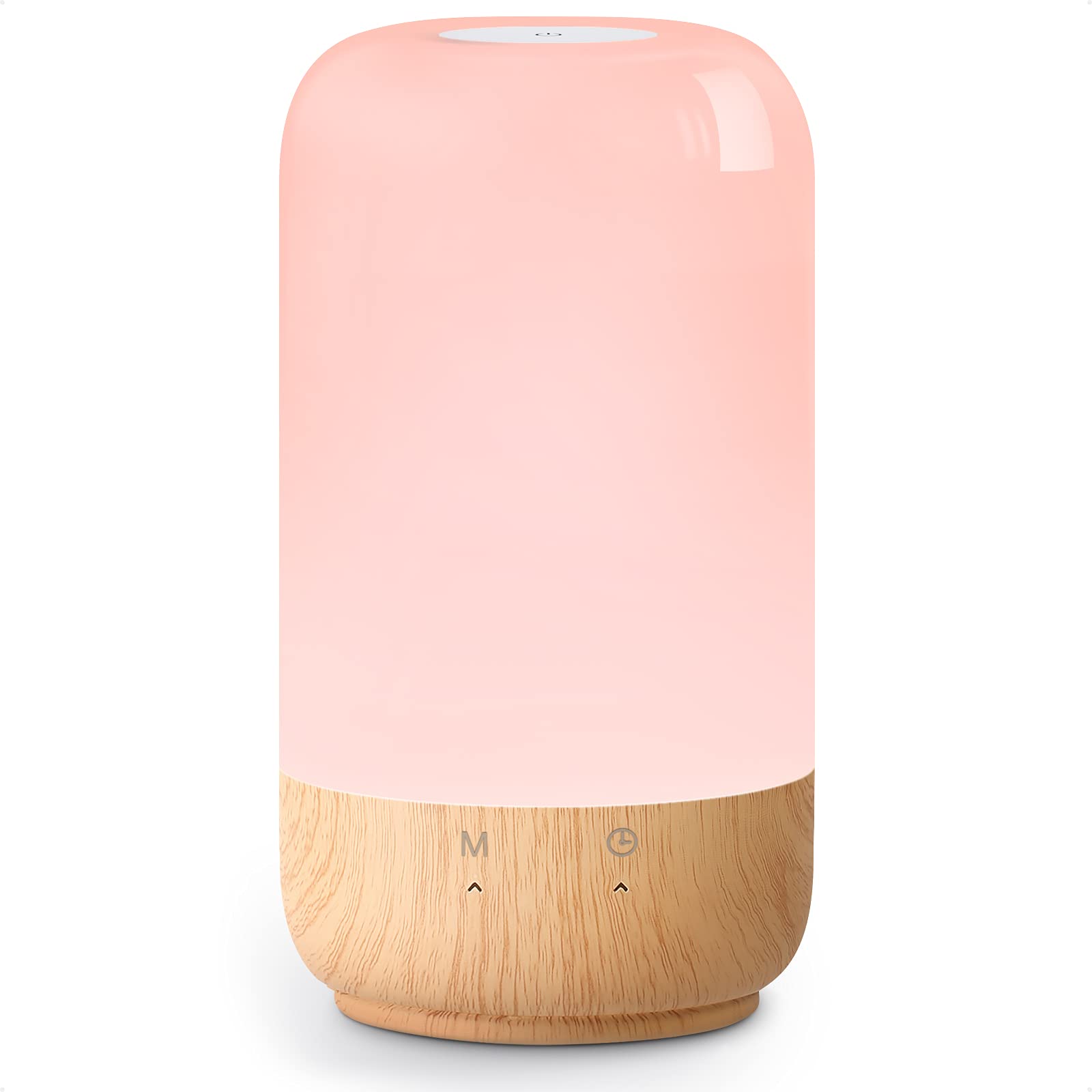 Lepro LED Touch Table Lamp - Dimmable Bedside Night Light with Auto-Off Timer, 350lm, Adjustable Warm White/Cool White/RGB Color Changing Mood Lighting, Wood Grain Design for Bedroom, Living Room & Office Use