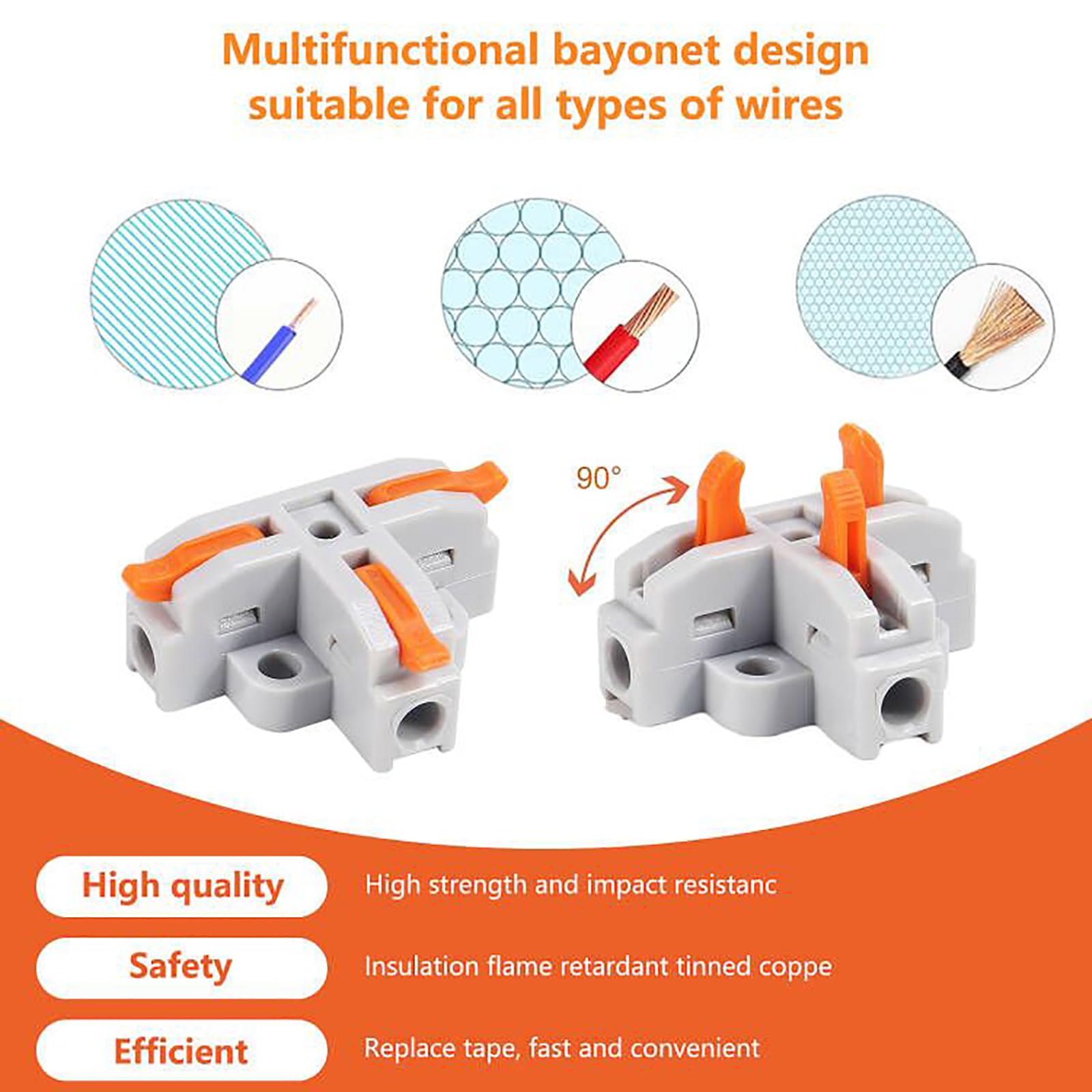 20pcs T-Shape Lever Nut Wire Connectors - Compact Quick Connect Terminals for Electrical Wiring, Splice & Secure Connections - Ideal for DIY Projects, Home Electrical Repairs & Automotive Wiring