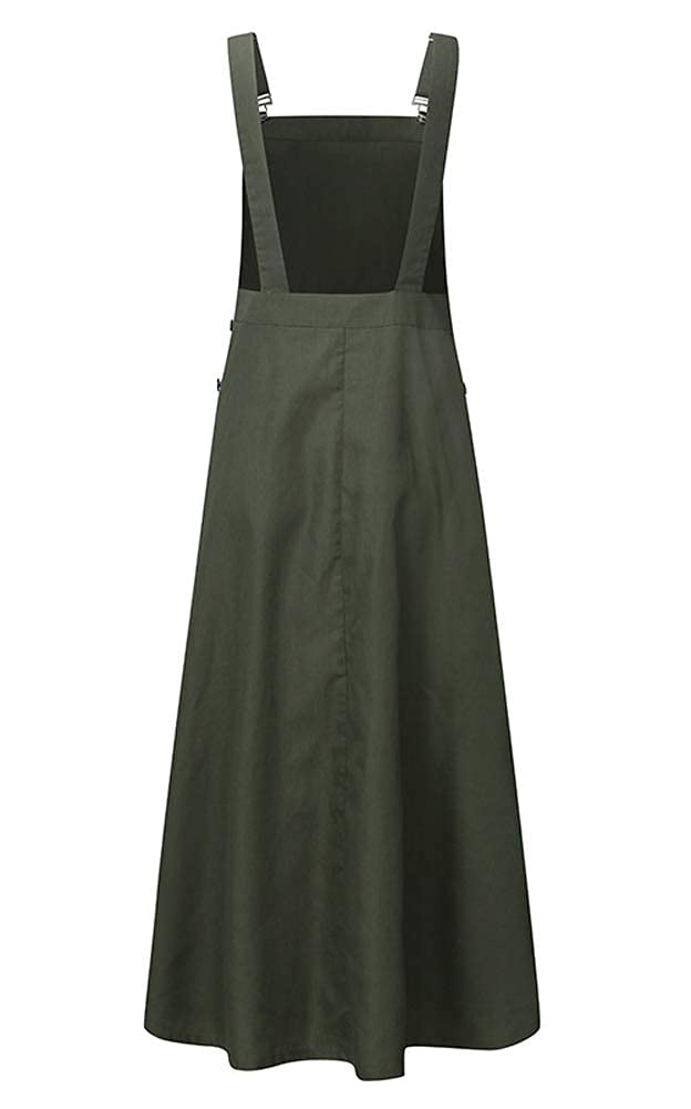 Hotmiss Women's Adjustable Strap A-Line Pinafore Bib Maxi Long Overall Dress - Stylish Casual & Work Wear for Women, Perfect for Office, Date Night and Spring/Summer Outfits