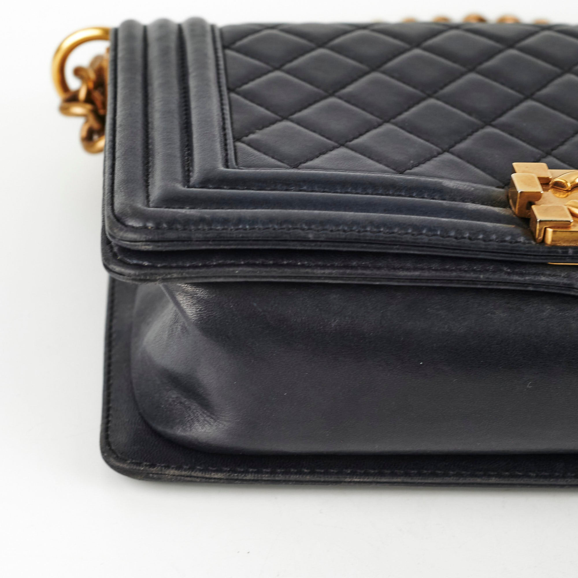 Chanel Old Medium Boy Bag in Navy Blue - Luxury Crossbody Handbag for Women, Perfect for Parties, Dates & Everyday Use