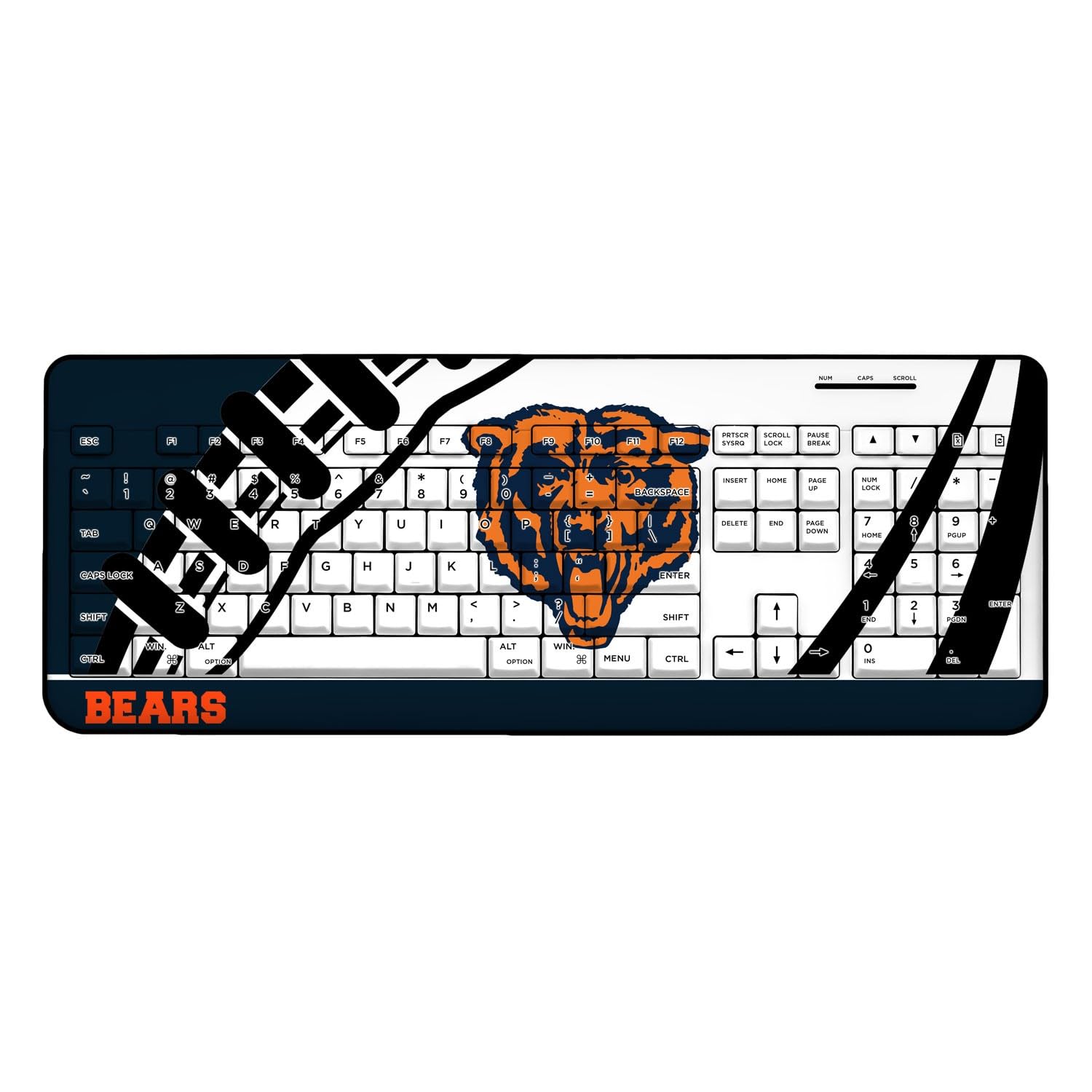 Chicago Bears NFL Wireless Keyboard - Bluetooth Gaming Keyboard with Ergonomic Design for PC, Mac, Laptop - Perfect for Football Fans, Home Office & Gaming Setup