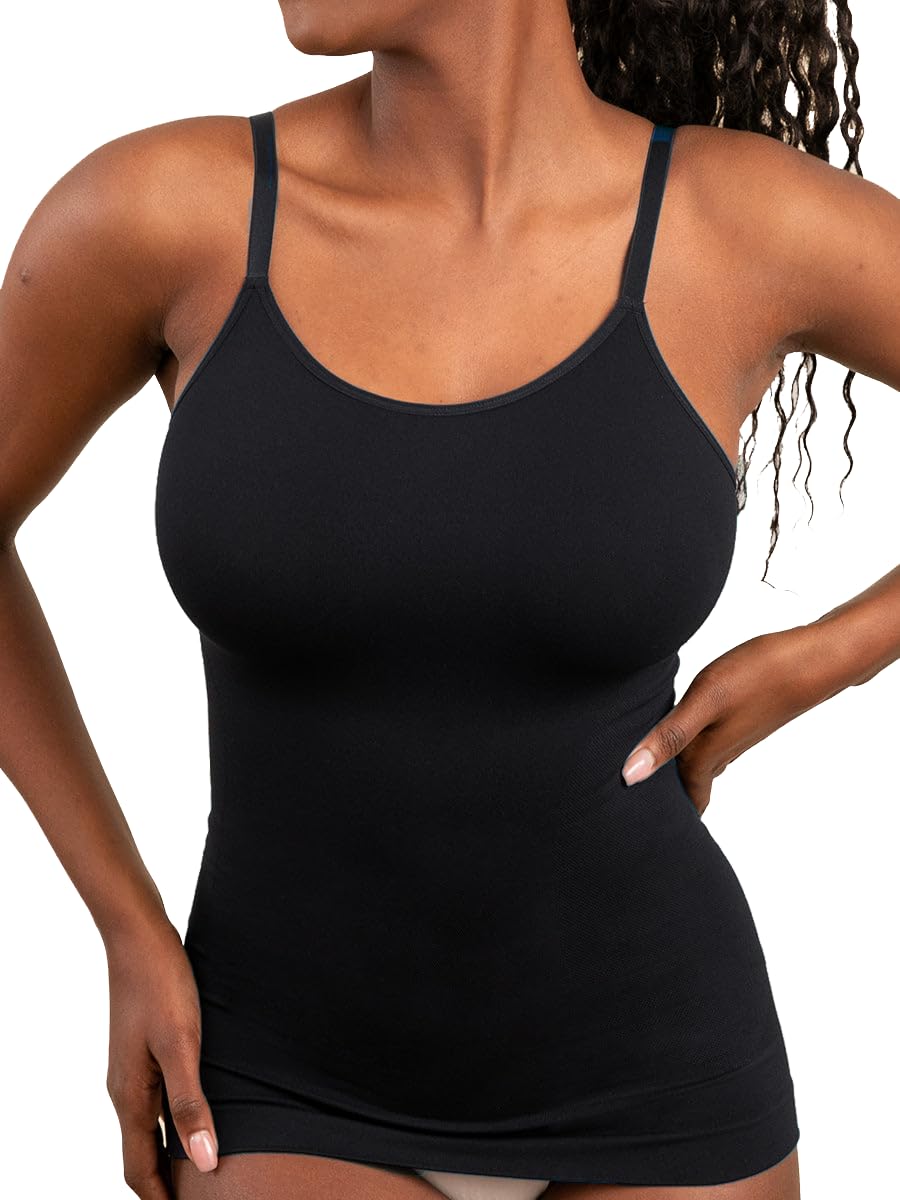 SHAPERMINT Women's Shapewear Tops - Slimming Scoop Neck Cami with Tummy Control | Seamless Body Shaper Tank Top for Everyday Wear & Layering