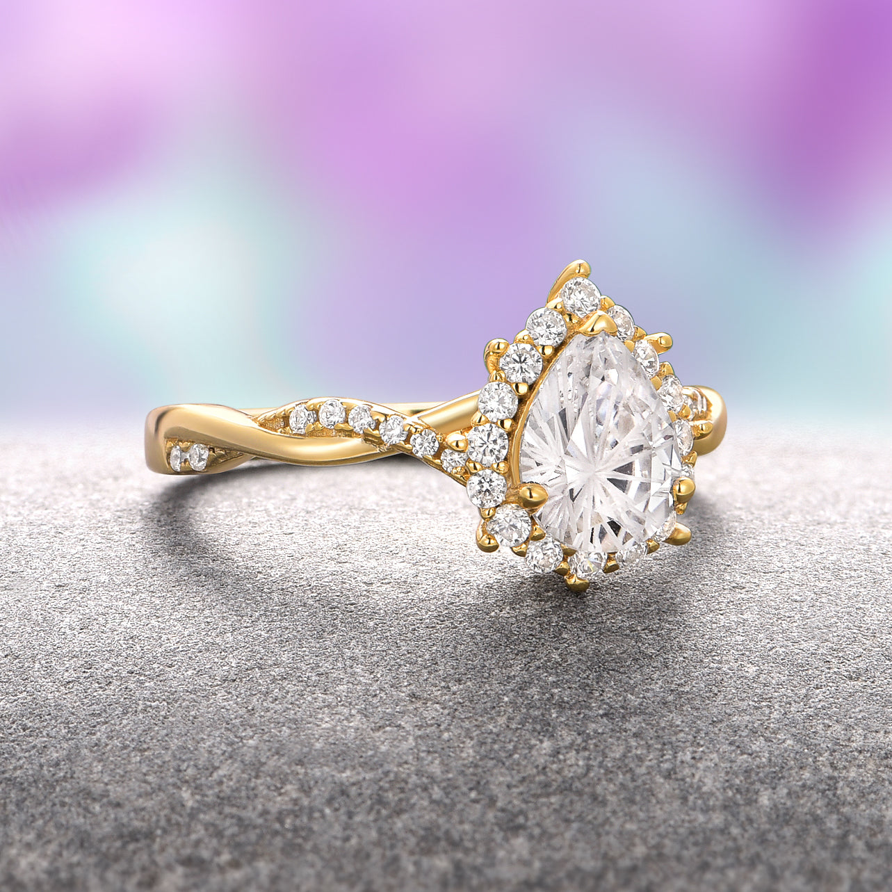 Briar Moissanite & Pearl Ring Set in 14K Solid Yellow Gold – Elegant Wedding, Engagement, and Anniversary Jewelry Gift for Her
