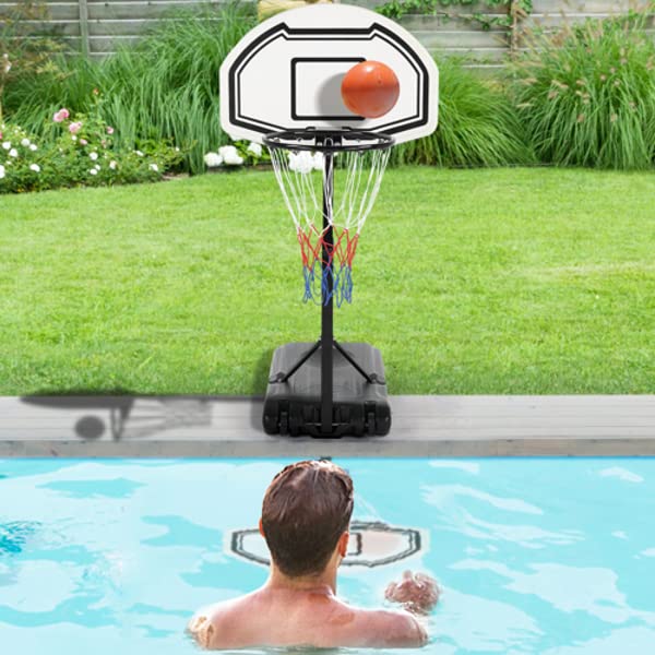 Adjustable Transparent PVC Pool Basketball Hoop System - Portable Backboard Stand for Kids & Adults - Perfect for Poolside, Beach & Backyard Water Games