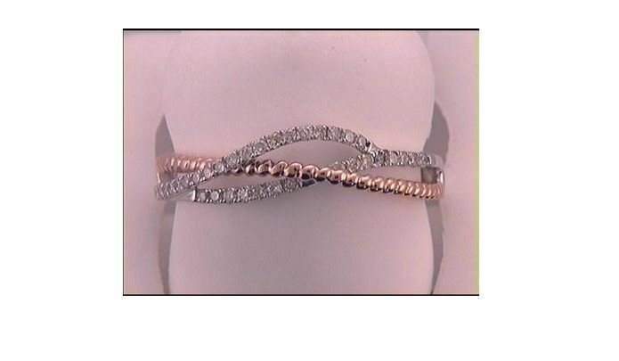 10K White Gold Diamond Women's Rose Tone Rope Crossover Band Ring - 1/5 Cttw - Elegant Jewelry for Weddings, Anniversaries & Special Occasions