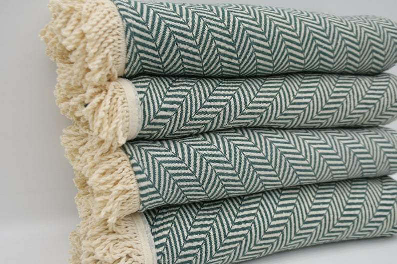 Premium 100% Cotton Dark Green Round Beach Towel - Soft, Absorbent & Quick-Drying for Pool, Beach, Yoga & Outdoor Activities