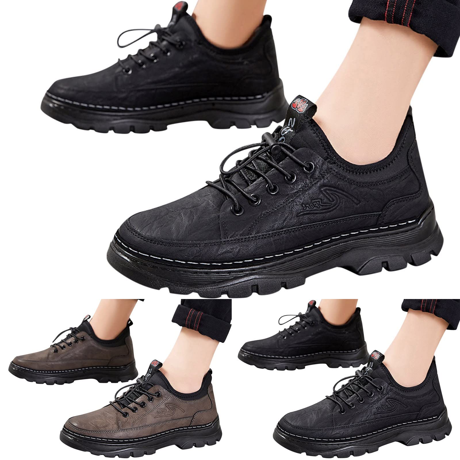 IQYU Men's Sports Shoes - Lightweight Lace-Up Walking Shoes for Gym & Training | Non-Slip Breathable Barefoot Design | Unisex Safety Shoes for Running, Workouts & Outdoor Activities