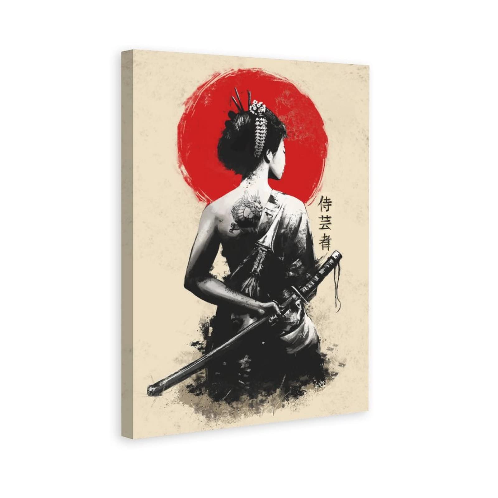 Vintage Japanese Retro Character Wall Art Canvas Print - 16x24 Inches Framed Ready to Hang, Anime & Manga Decor for Living Room, Bedroom & Office - Perfect for Home Decor, Gifts & Pop Culture Enthusiasts
