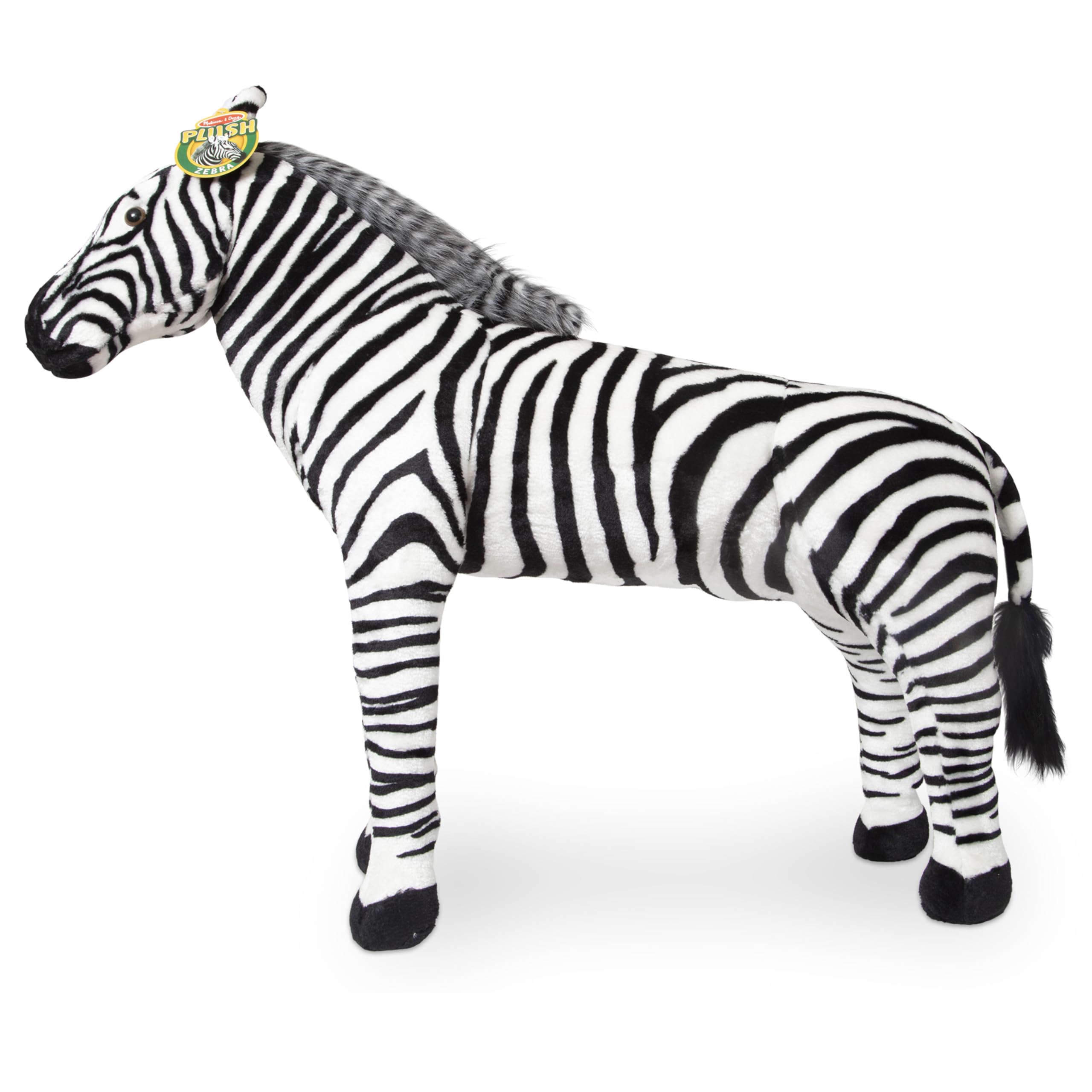 Melissa & Doug Giant Striped Zebra Plush Toy - 36 Inch Tall Lifelike Stuffed Animal for Kids, Nursery Decor & Safari Themed Bedroom