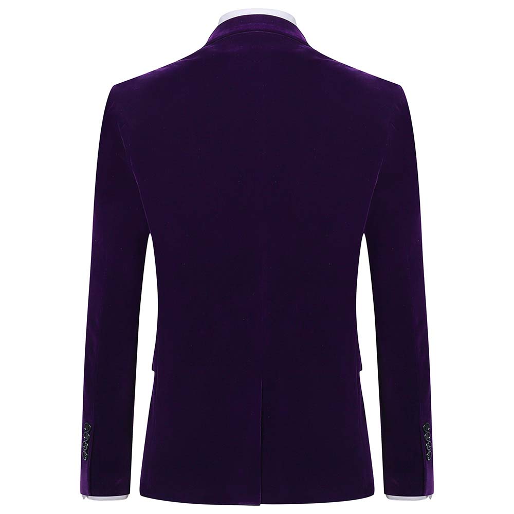 Slim Fit 2 Piece Purple Pleuche Velvet Tuxedo Suit for Men - Elegant Formal Wear for Weddings, Prom & Special Occasions