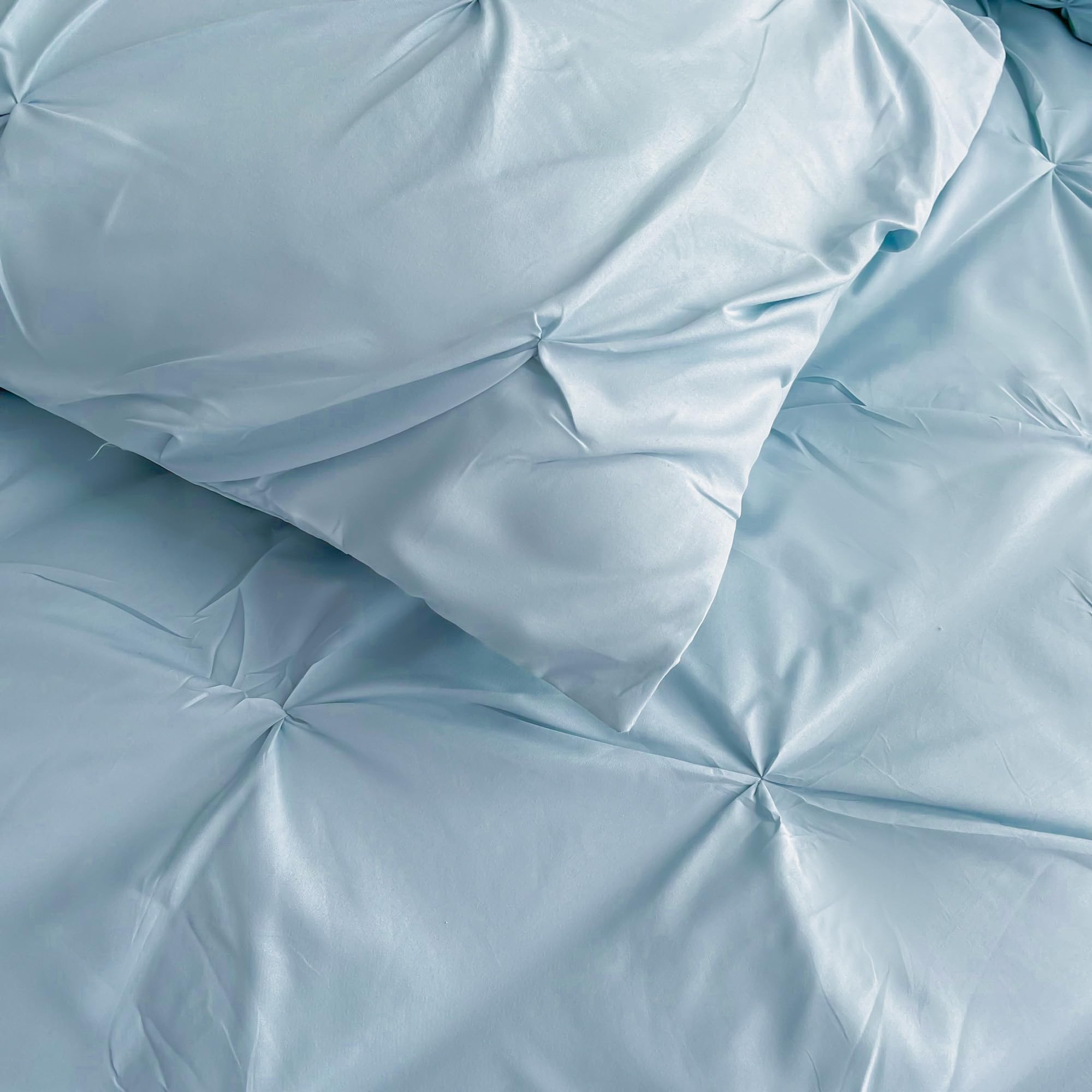 Maple & Stone 7-Piece King Size Comforter Set - Light Blue Pintuck Bedding with Comforter, Sheets, Pillowcases & Shams | Luxury Bed in a Bag for Master Bedroom & Guest Room Decor