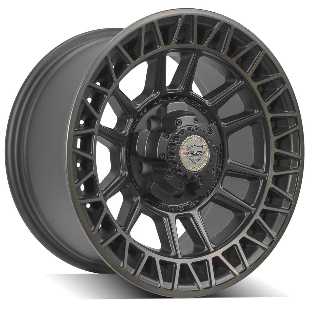 4Play Sport Series 4PS12 17x9.0 Satin Machined Wheels with Bronze Accents - 5x127/5x139.7mm Bolt Pattern, 87.1mm Center Bore - Perfect for Off-Road Trucks & SUVs