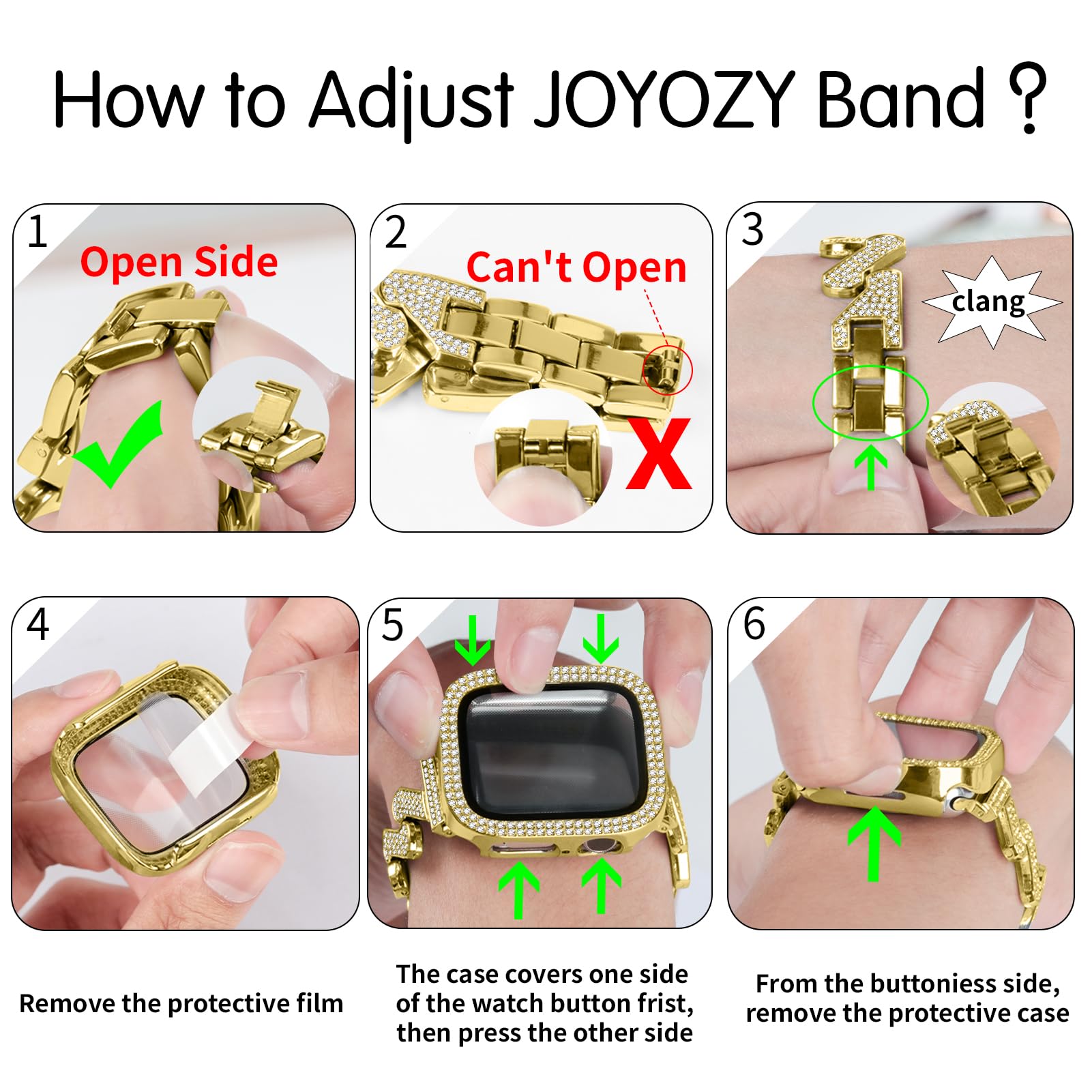 JOYOZY Bling Bands for Apple Watch 38mm 40mm 41mm 42mm 44mm 45mm - Women's Diamond Metal Strap with Glitter Case & Built-in Screen Protector - Compatible with iWatch Series 9/8/7/6/5/4/3/2/1/SE - Perfect for Workouts, Parties & Everyday Fashion Accessory