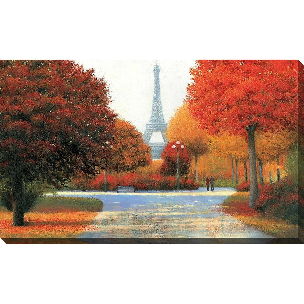 Autumn in Paris Couple Canvas Print Wall Art - Romantic Home Decor for Living Room, Bedroom & Office