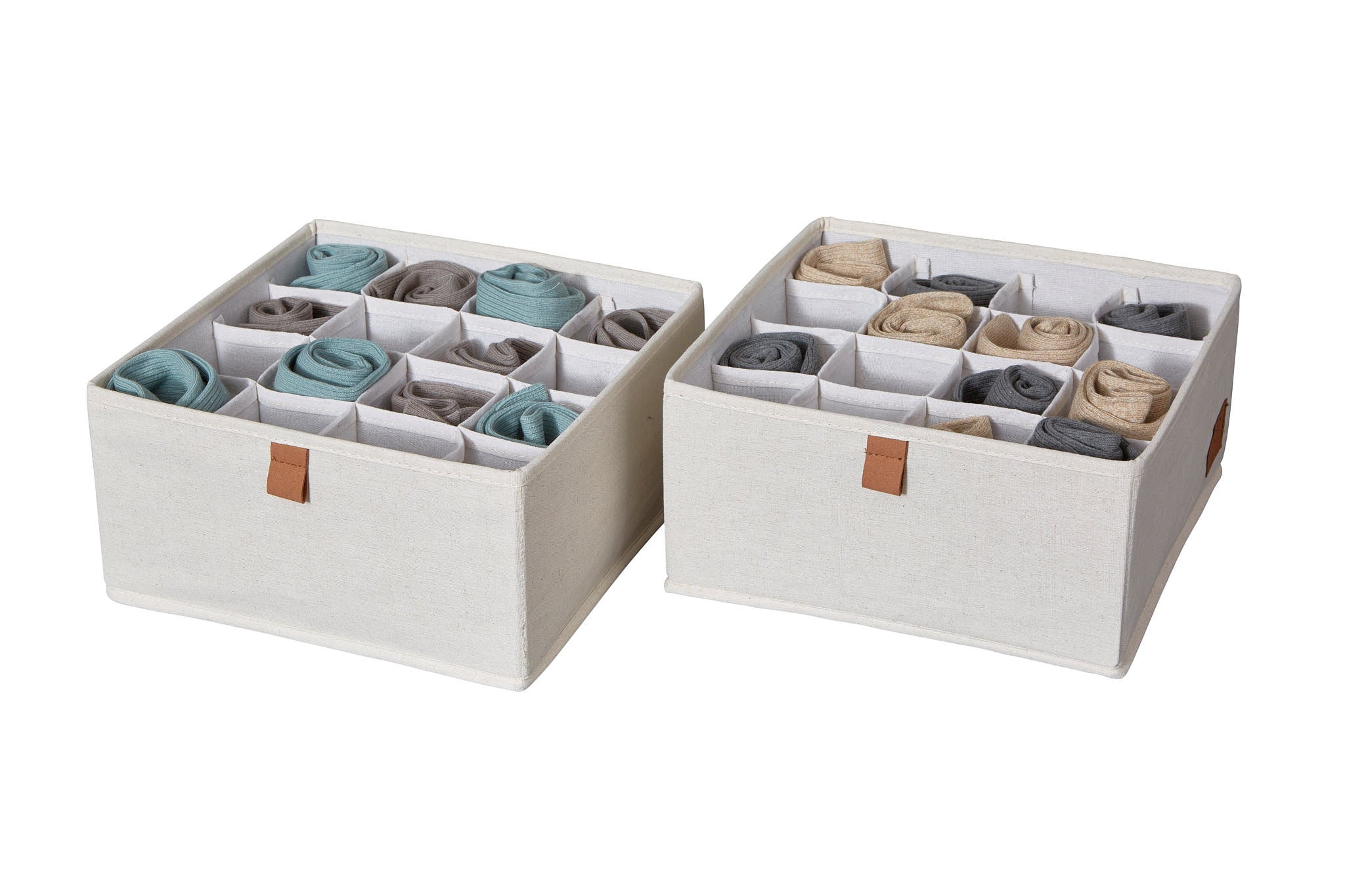 Premium Fabric Wardrobe Organizer Set - 16 Compartment Hanging Closet Storage (2-Pack, Cream) for Clothes, Shoes & Accessories - Perfect for Bedroom, Closet & Travel Organization