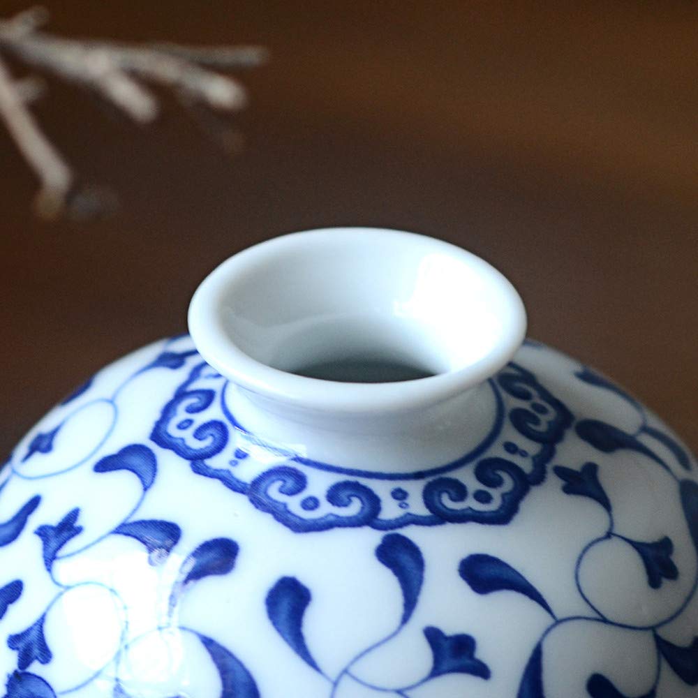 Set of 3 Small Blue & White Porcelain Vases - Fambe Glaze Ceramic Flower Vases for Home Décor, Wedding Centerpieces & Tabletop Decorations