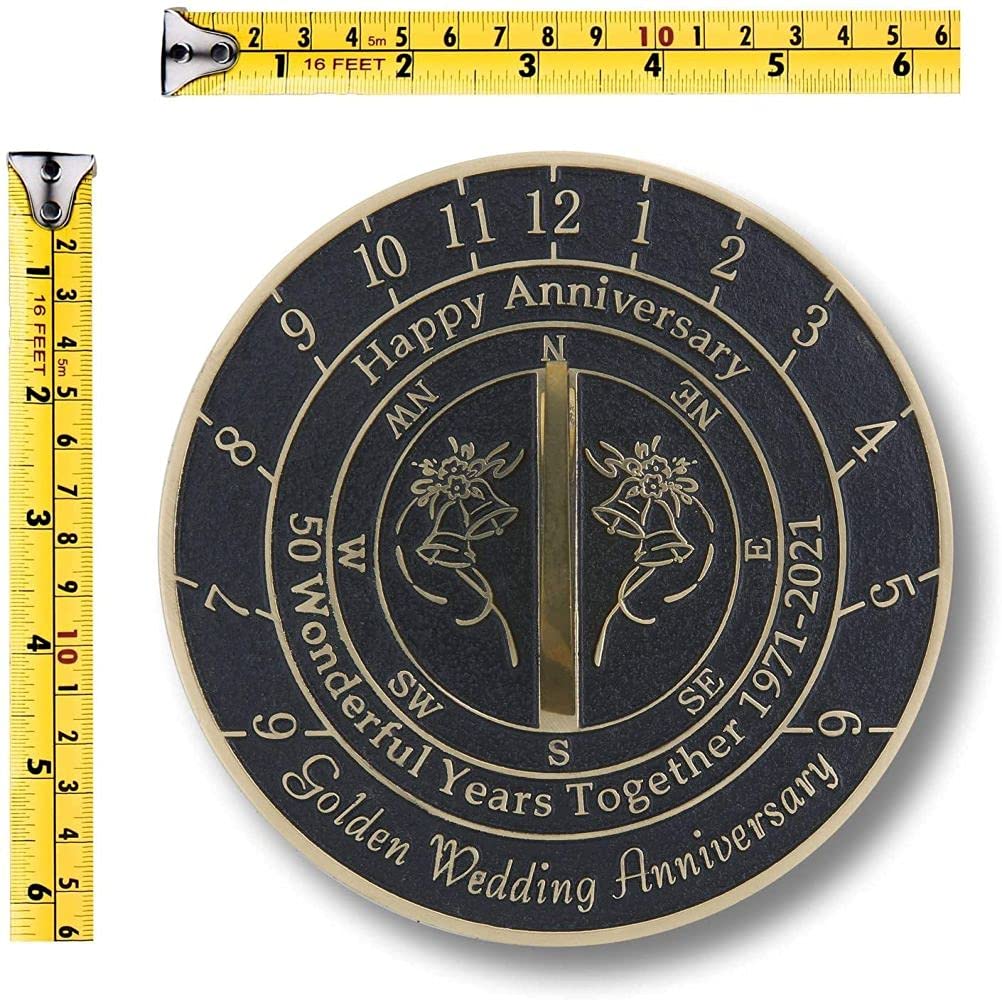 Golden Wedding Anniversary Sundial Gift - Elegant 50th Year Keepsake for Couples - Perfect for Outdoor Garden, Patio, or Beach Decor