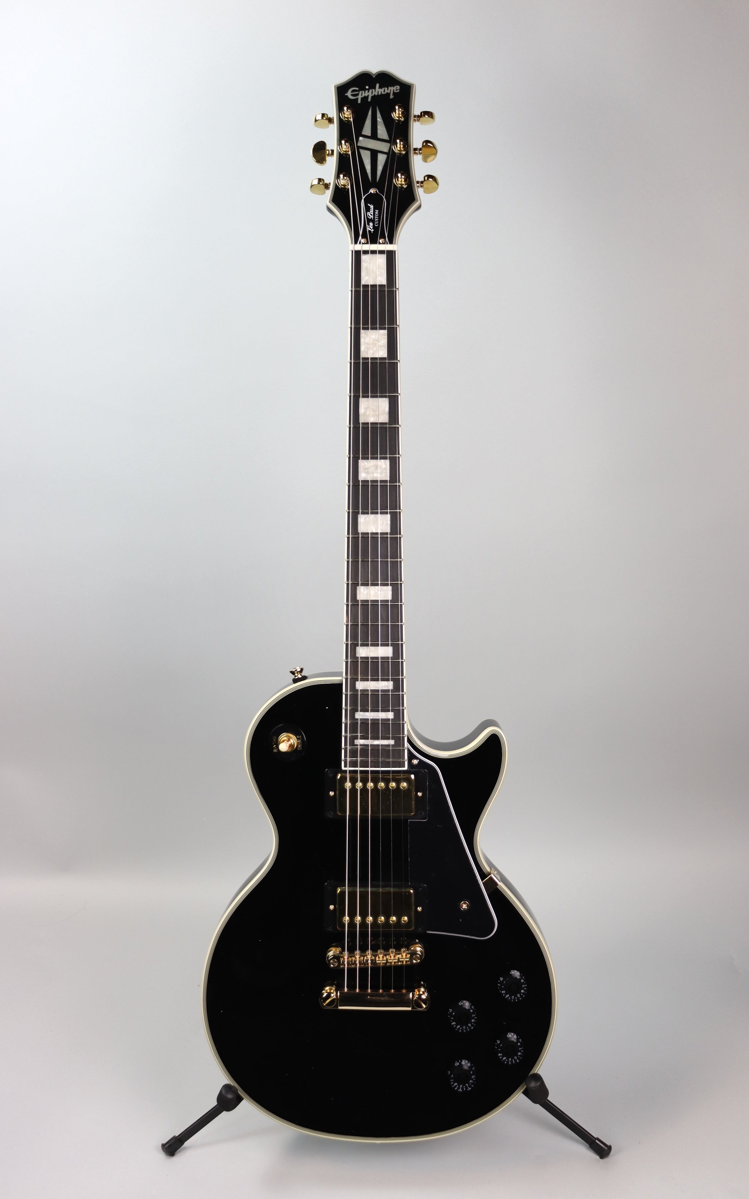 Epiphone Les Paul Custom Ebony Electric Guitar - Professional Grade with Ebony Finish for Rock, Blues & Studio Recording
