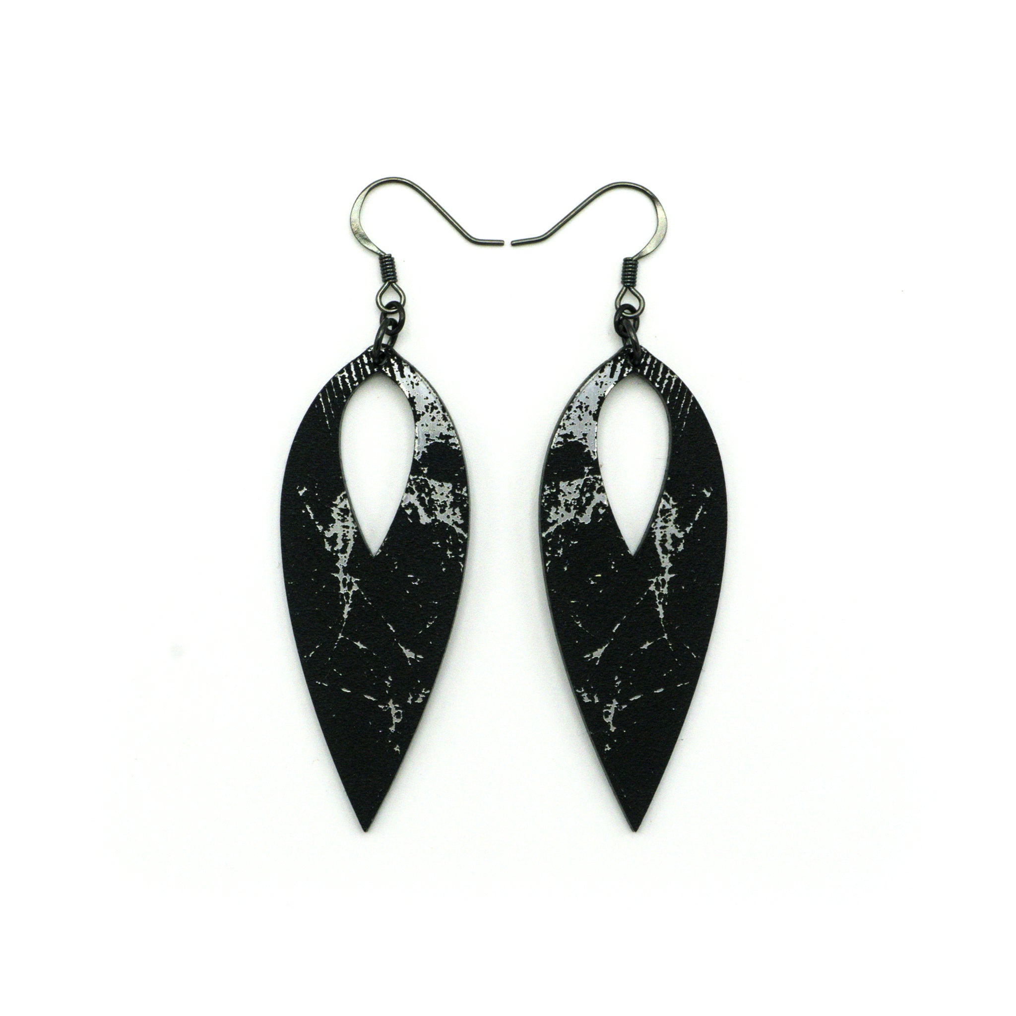 Nativas 21R Acrylic Earrings - Brushed Silver & Black | Lightweight Fashion Jewelry for Women, Perfect for Parties, Weddings & Everyday Wear