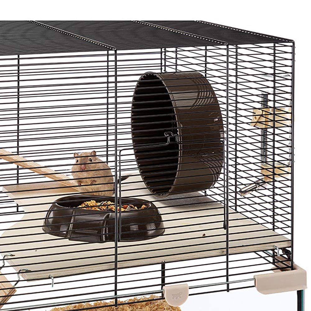 Ferplast Karat 80 Hamster Cage 31 x 18 x 21 Inches - Spacious Black Mouse Habitat with Durable Metal Bars & Deep Base - Perfect for Hamsters, Mice, Gerbils & Small Pets - Ideal for Home, Classroom or Office Use