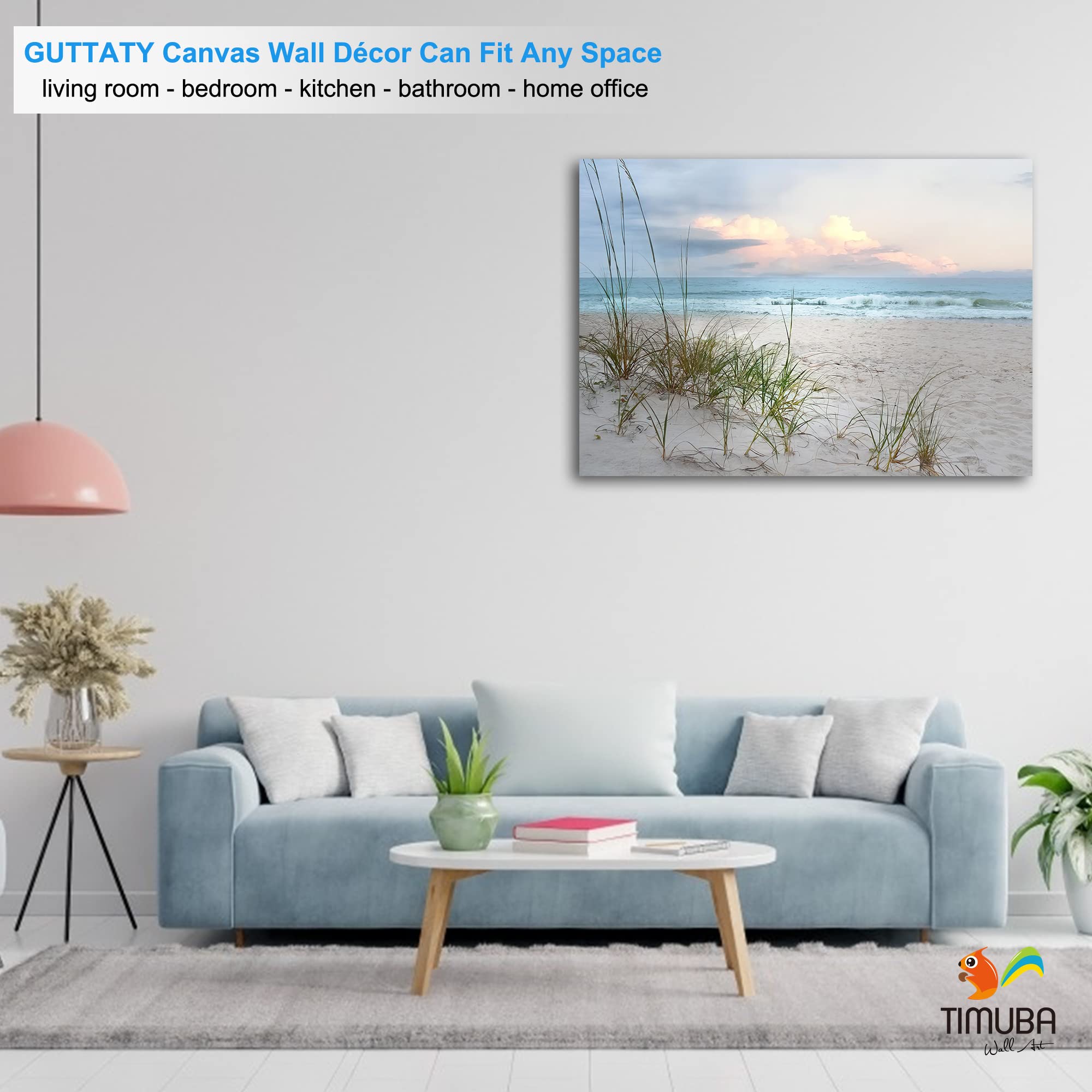 TIMUBA Beach Canvas Wall Art - 28x40 Inch Coastal Landscape Painting for Living Room & Bathroom Decor | Ocean Themed Wall Decor for Home, Office | Waterproof Canvas Print for Beach House & Seaside Decor
