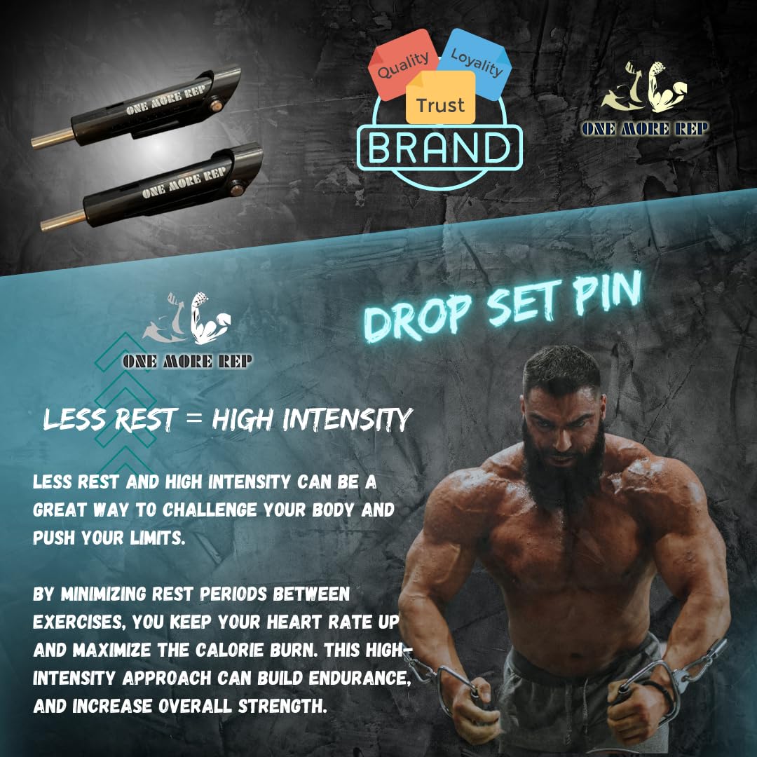Original Weight Drop Set Pins for Gym Equipment - Onemorerep™ Weight Stack Loading Pins for Drop Sets, Strength Training & Home Gym Workouts - Perfect for CrossFit, Bodybuilding & Fitness Enthusiasts