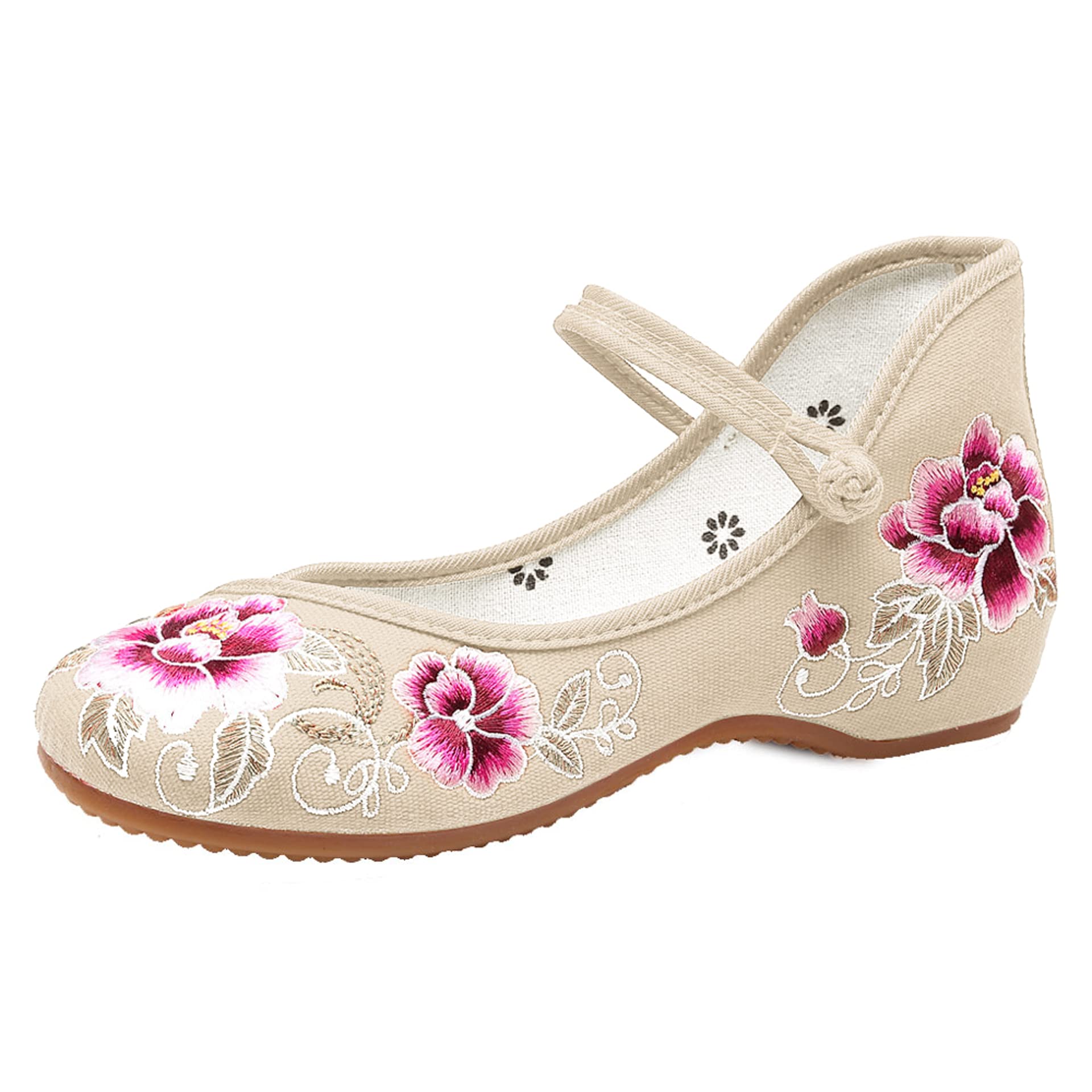 TN TANGNEST Women's Floral Embroidered Loafers - Comfortable Round Toe Ballet Flats for Casual Wear | Perfect for Office, Walking, and Spring/Summer Outfits