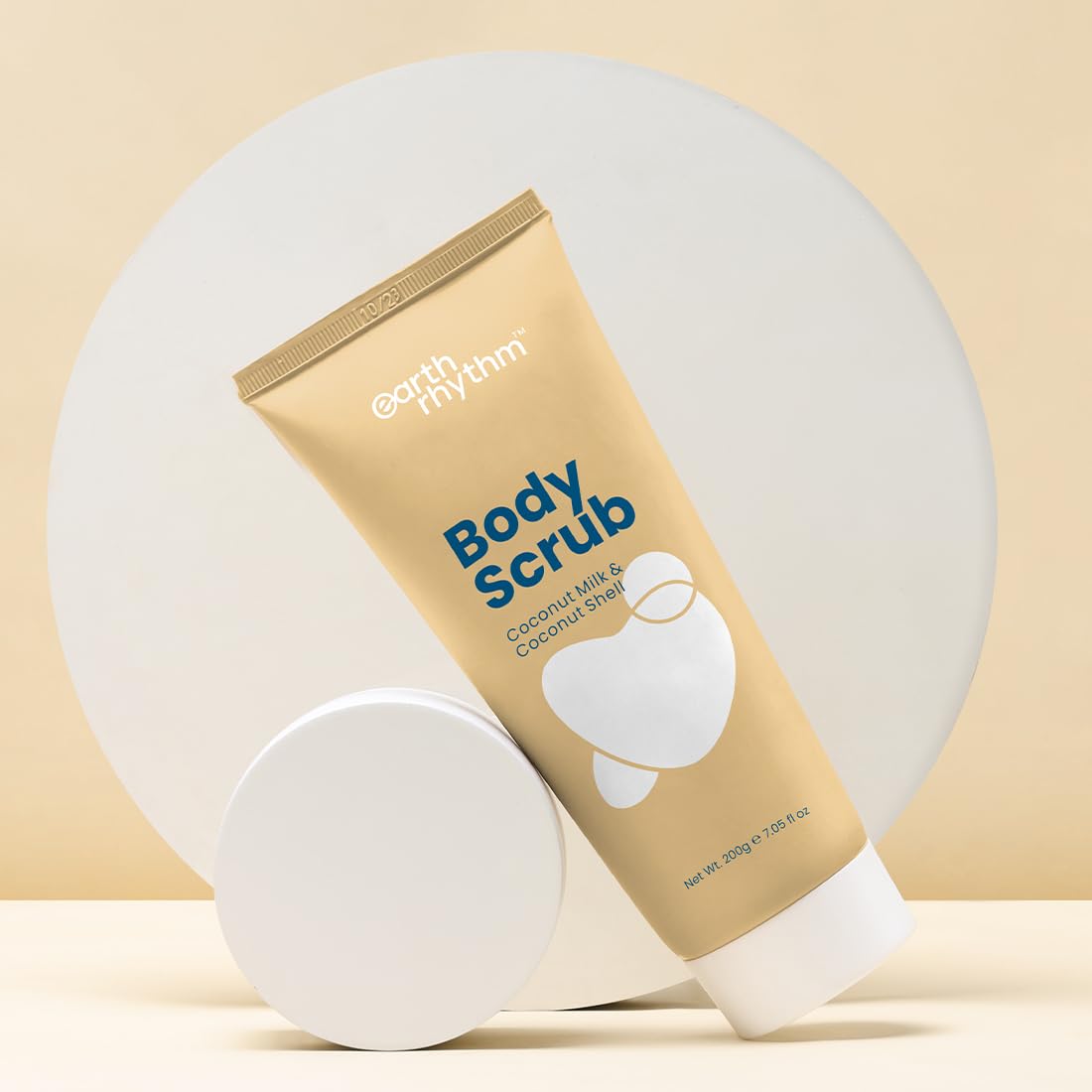 Earth Rhythm Coconut Milk & Shell Body Scrub - Exfoliating & Moisturizing for Soft, Smooth Skin | 200g Natural Skincare for Men & Women | Perfect for Shower, Spa & Post-Workout Care