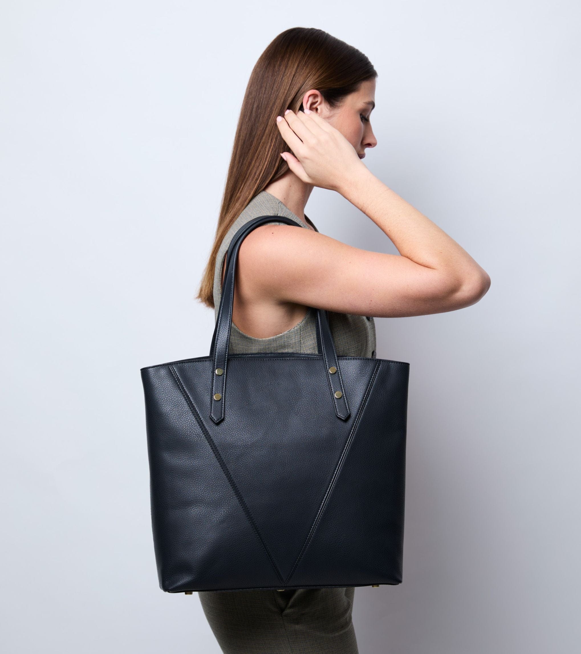 Eco-Friendly Vegan Bamboo Leather Tote Bag for Women | Sustainable Black Handbag | Perfect for Work, Travel & Everyday Use