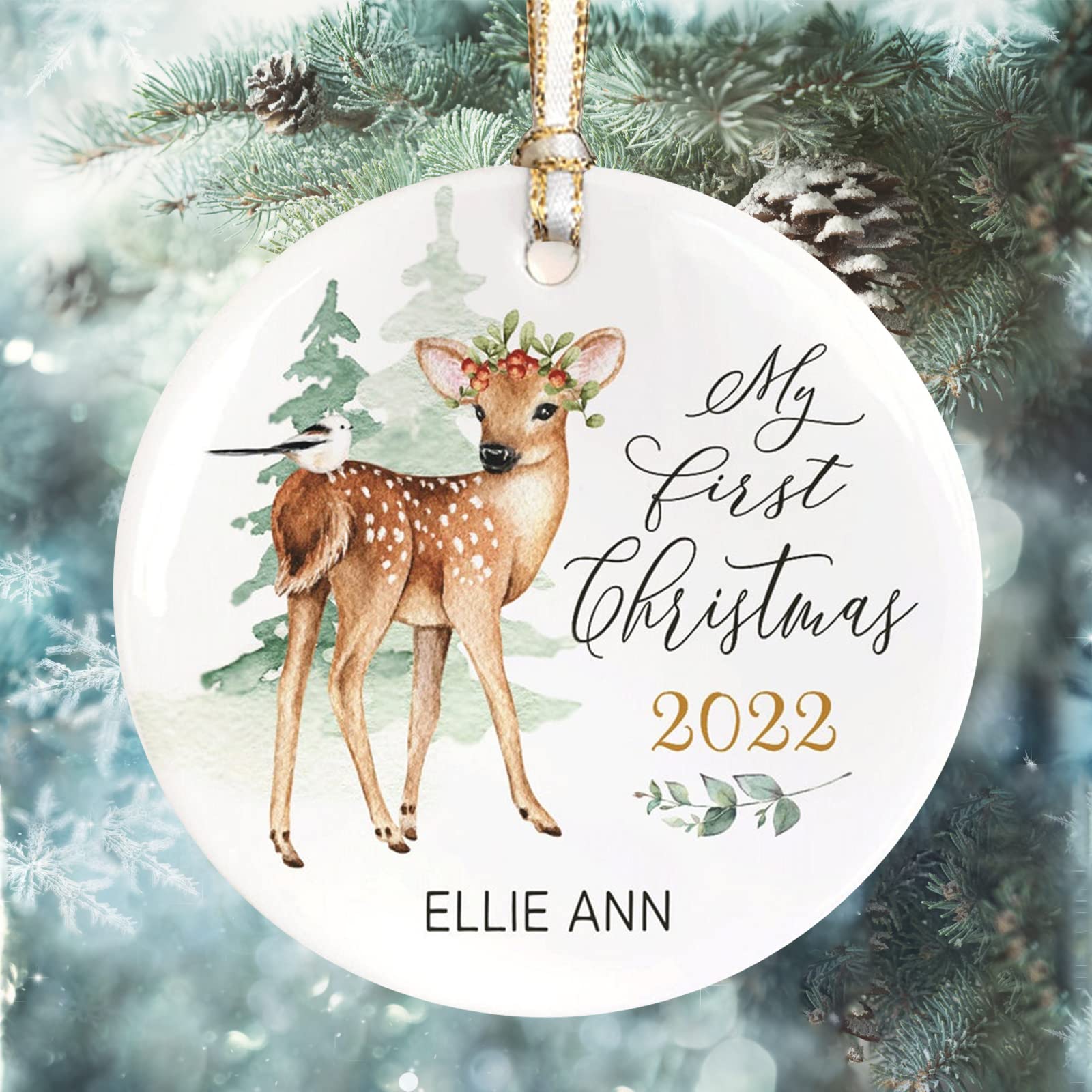 Personalized Baby's First Christmas Ornament - Custom Newborn Gift for Girls & Boys - 2022 Keepsake for Baby's First Christmas Tree Decor - Perfect for Holiday Photo Props and Family Memory Making