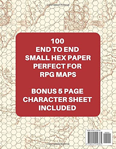 RPG Small Hex Paper for Map & Wargaming Terrain Drawing - 5 in 1 Inch Hexagonal Grid Paper for Tabletop Role Playing & War Games | Bonus Character Sheet Included | Perfect for D&D, Pathfinder & Miniature Battle Planning