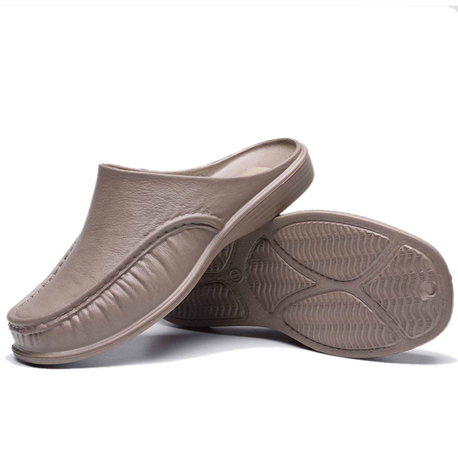**Men's Comfortable Soft Loafers Slip-On Slippers for Home & Casual Walking - Breathable Indoor/Outdoor House Shoes - Plus Size 40-47 (7 Khaki) - Perfect for Lounging, Errands & Travel**
