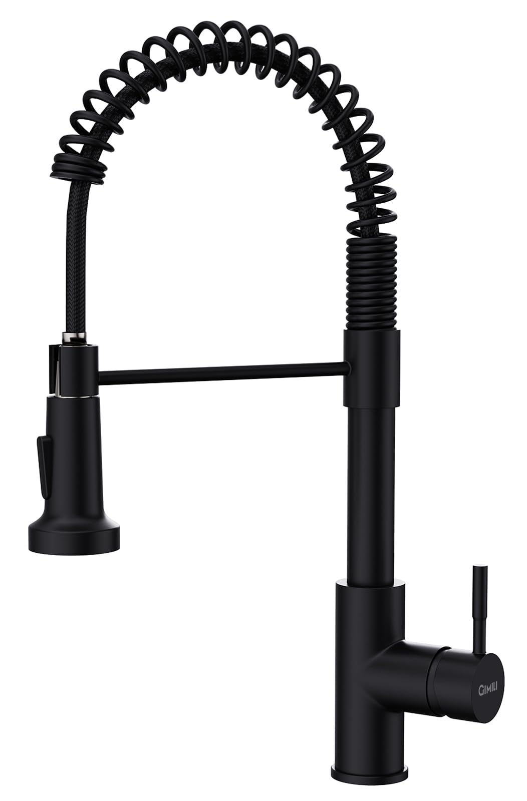 GIMILI Black Commercial Kitchen Faucet with Pull Down Sprayer - Single Handle Spring Kitchen Sink Faucet - Matte Black Stainless Steel Water Tap for Restaurant & Home Use