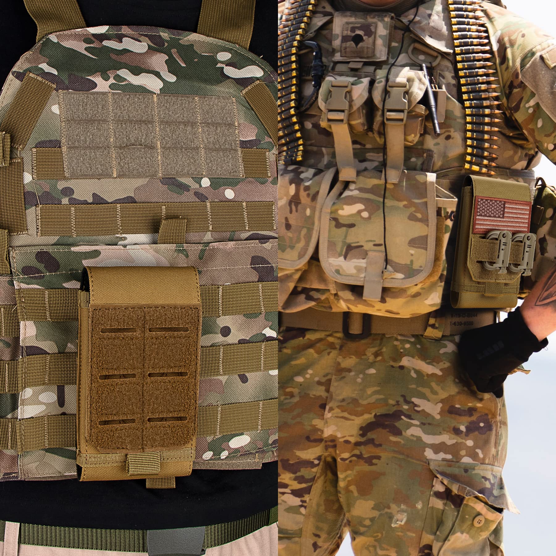 Tactical Phone Holster for iPhone 15 Pro Max/15 Pro/15 Plus/14 Pro Max/13 Pro Max/12 Pro Max - Molle Compatible Pouch Fits 4.7