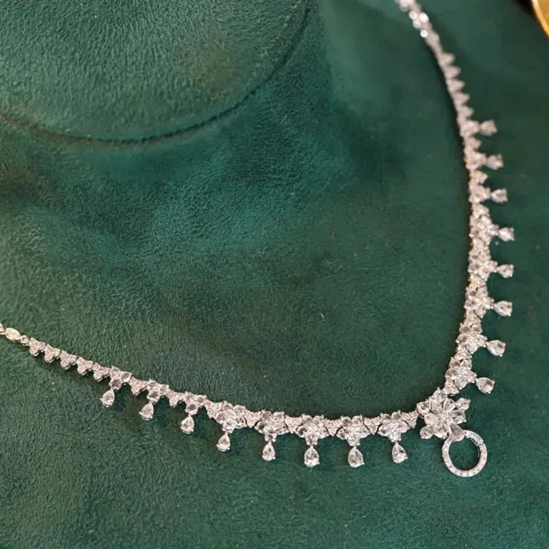 18K White Gold 5.0ct Real Diamond Luxury Necklace for Women - Perfect for High-Class Banquets, Parties & Special Occasions | Aazuo Premium Jewelry