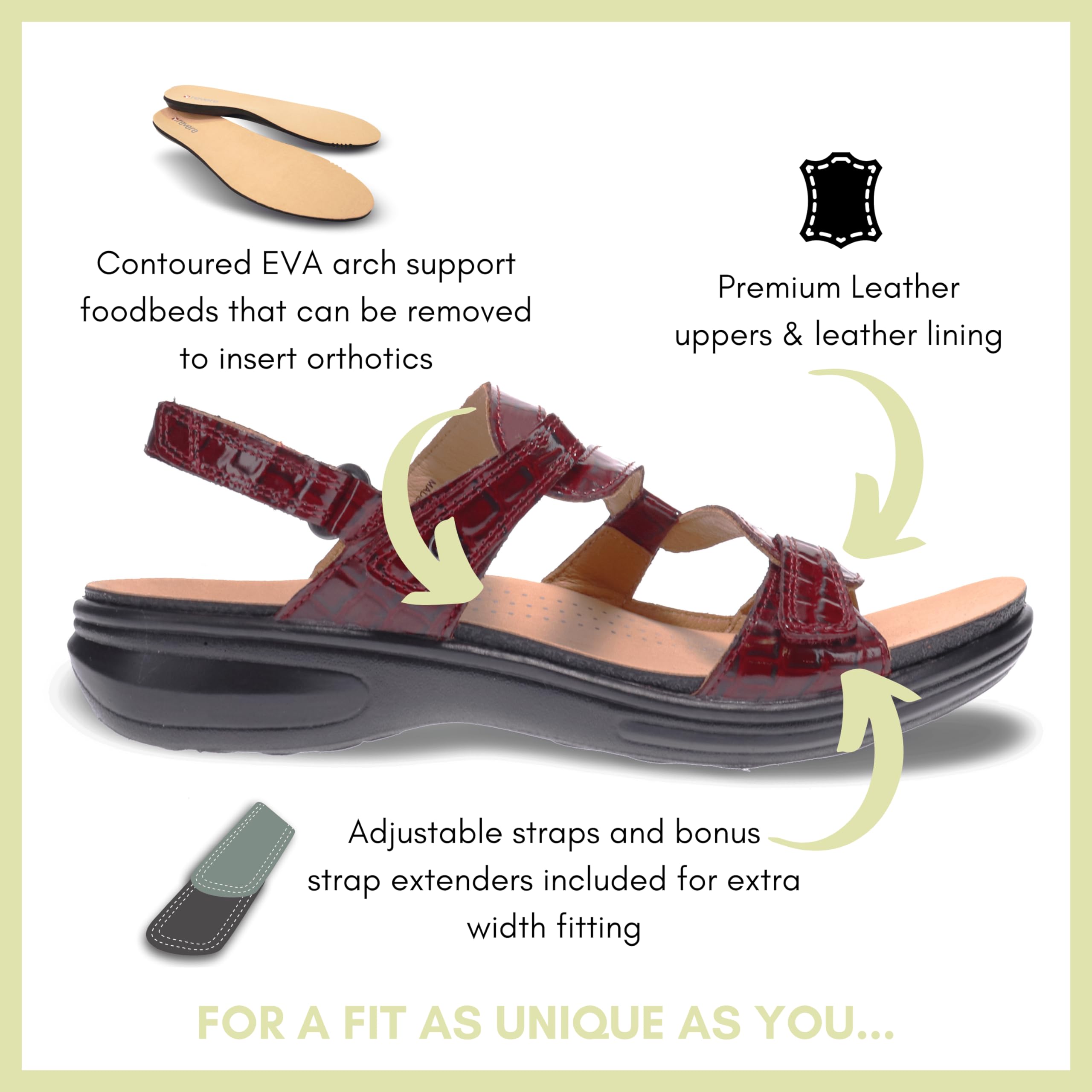 Revere Women's Miami Leather Sandals - Comfortable & Stylish Summer Casual Shoes for Beach, Travel & Everyday Wear