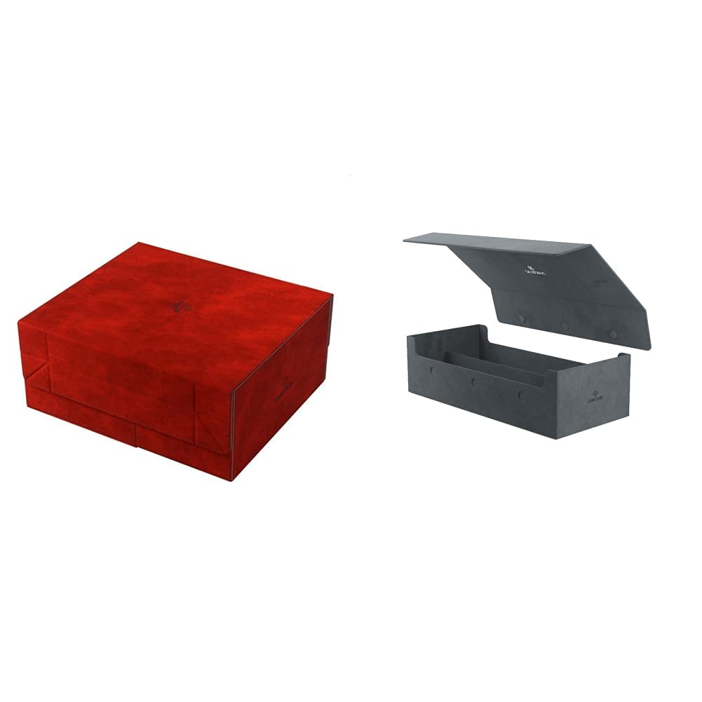 GameGenic Card Deck Box Bundle - 600CT Games' Lair Red & 1100CT Dungeon Midnight Gray | Durable TCG Storage for MTG, Pokemon, Yu-Gi-Oh | Perfect for Gaming Tournaments & Collectible Card Organization