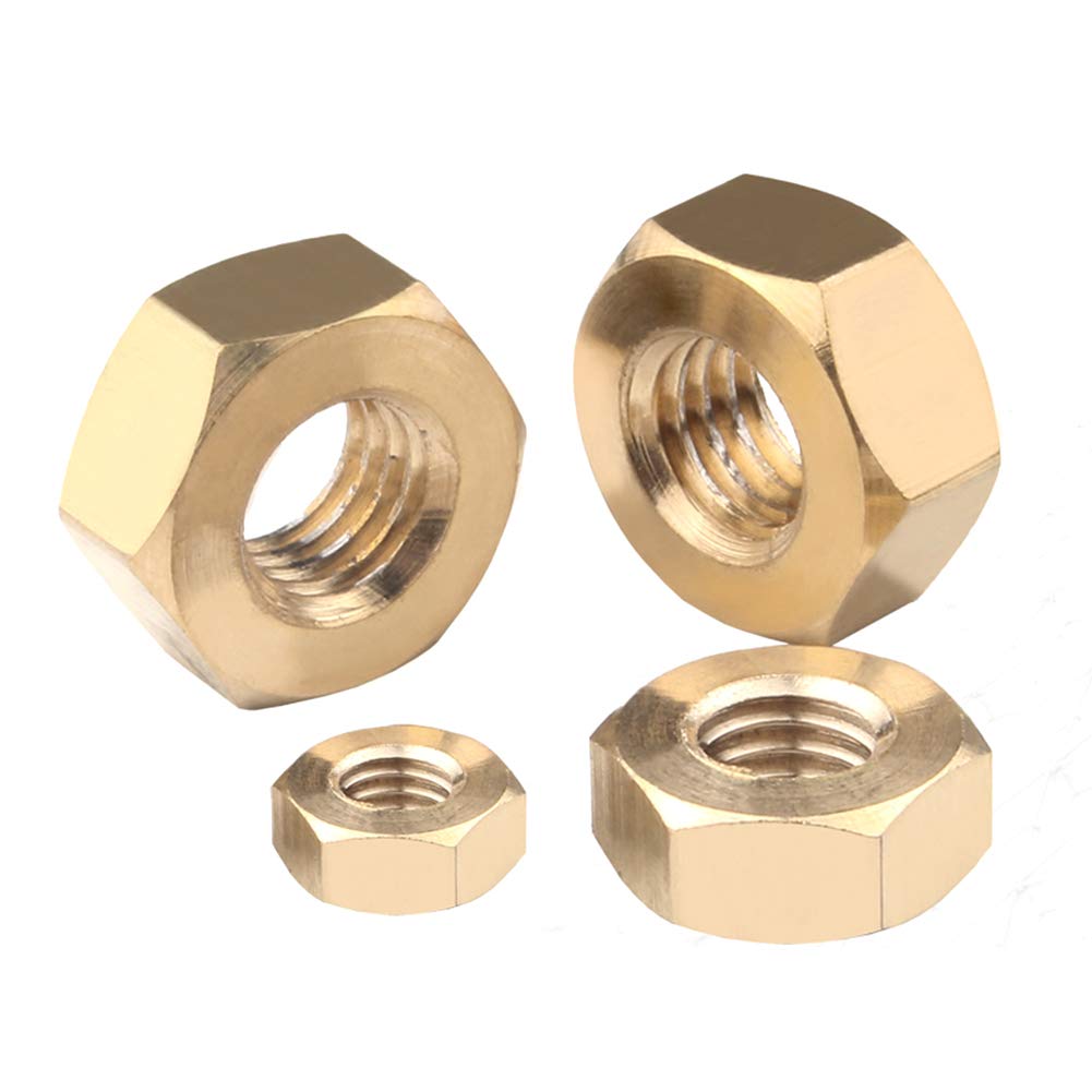 Hexagon Head Lock Nuts - Brass Metric Thread Fasteners M2.5 for Automotive, Machinery & DIY Projects | Durable Hardware Tools