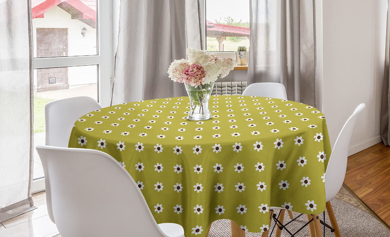 Ambesonne Daisy Round Tablecloth 60