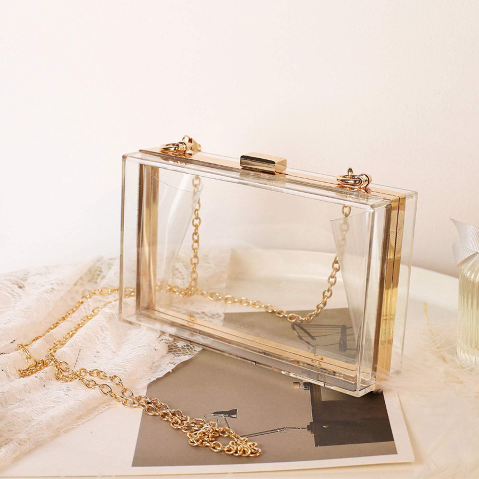 Elegant Women's Acrylic Transparent Evening Clutch Purse - Vintage Banquet Handbag for Parties, Weddings & Formal Events
