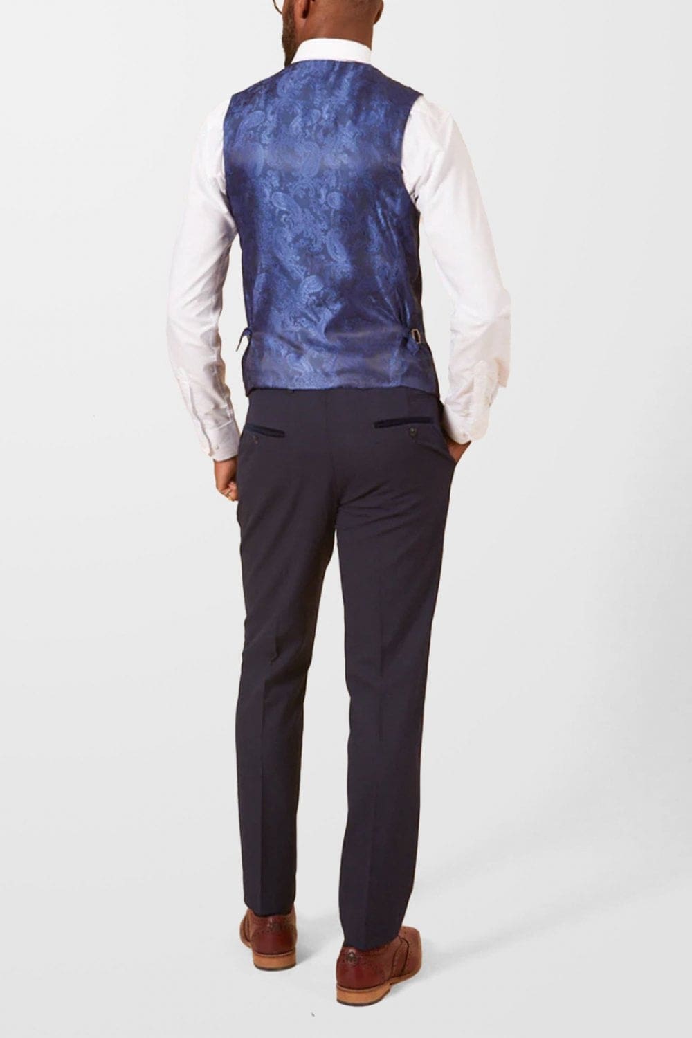 Marc Darcy Bromley Navy Single Breasted Check Waistcoat for Men - Stylish Formal Vest for Weddings, Business & Office Wear