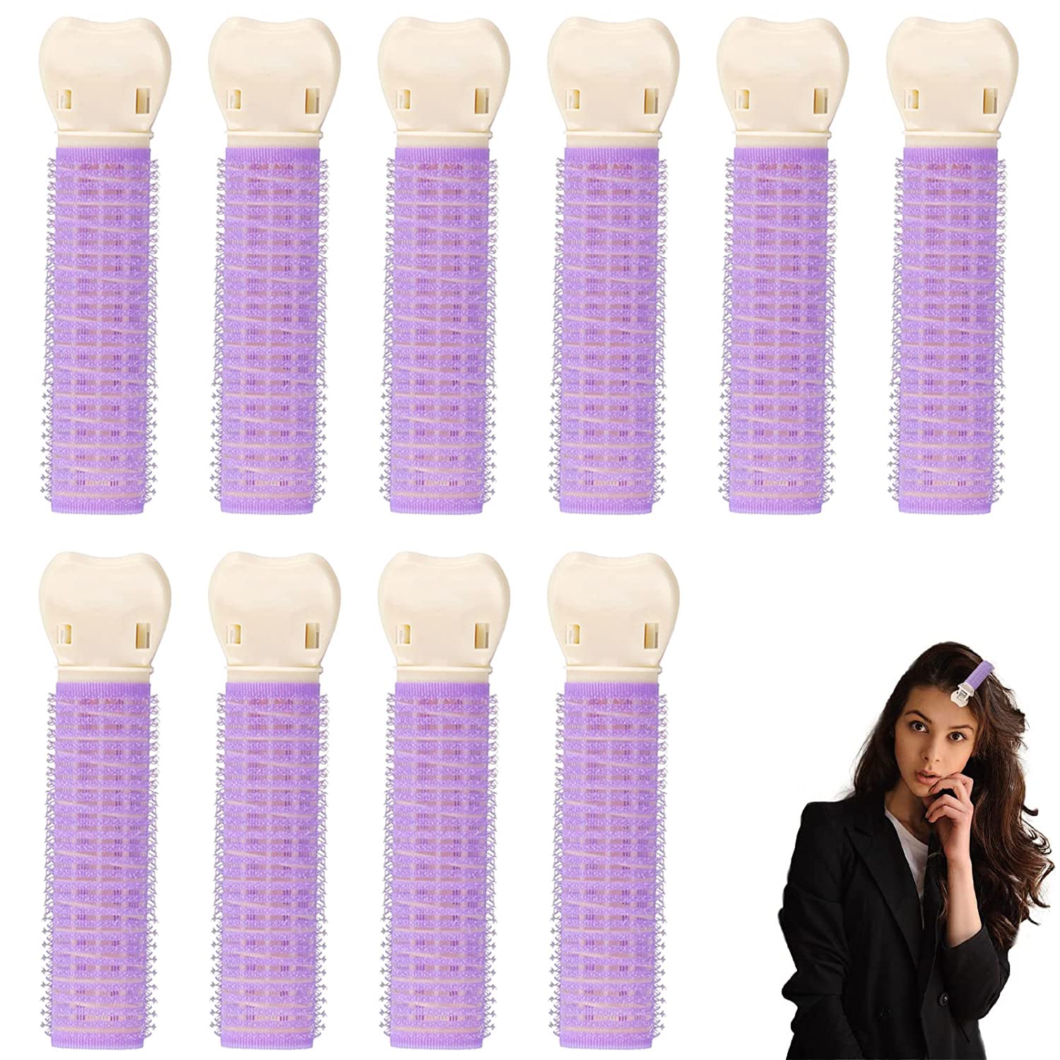 10 Pack Volumizing Hair Root Clips for Fluffy Hair Volume & Root Lift - Heatless DIY Hair Curler for Long & Short Hair (Purple) - Perfect for Salon Styling, Home Use & Travel Accessories