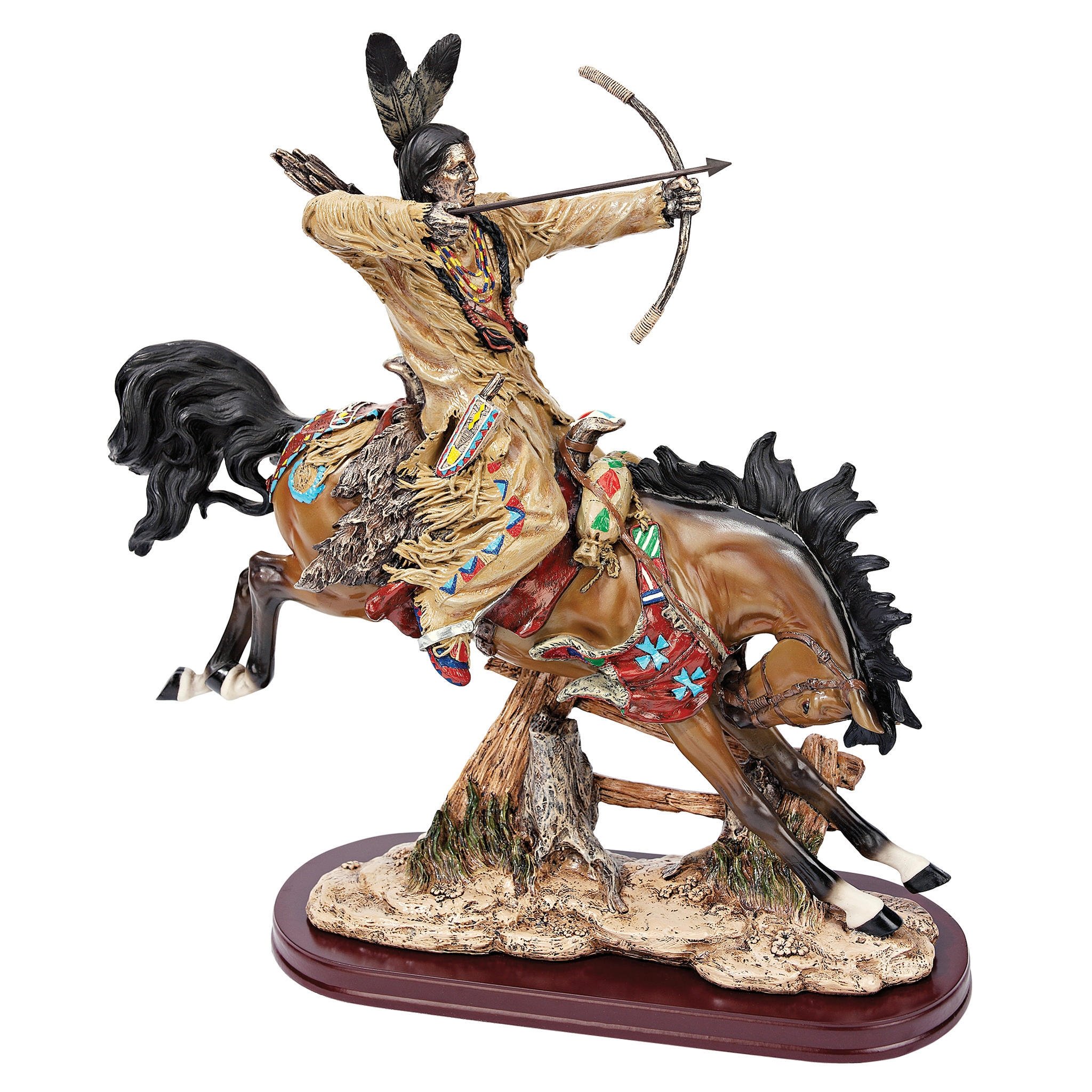 Design Toscano On The Hunt Native American Statue - Handcrafted Warrior Sculpture for Home Decor, Office & Garden | Perfect for Western Theme, Native American Art Collection & Outdoor Display