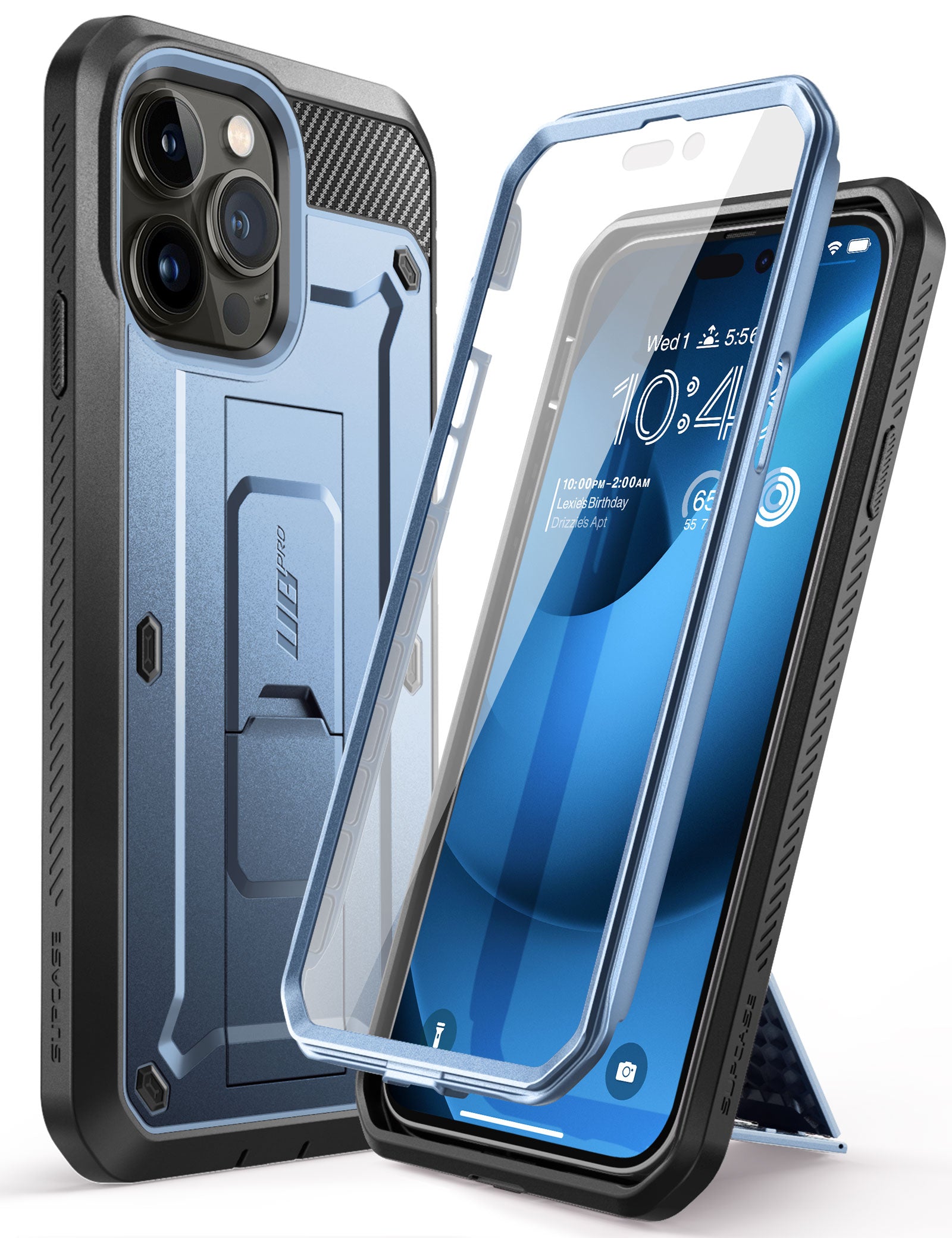iPhone 14 Pro 6.1 Inch Unicorn Beetle Pro Rugged Case - Shockproof & Military Grade Protection - Metallic Blue - Perfect for Outdoor Adventures & Extreme Sports