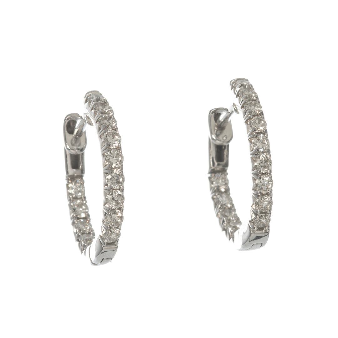 0.50 Carat Diamond 14K White Gold Small Hoop Earrings for Women - Elegant Everyday Jewelry Gift for Her, Perfect for Work, Date Night & Special Occasions