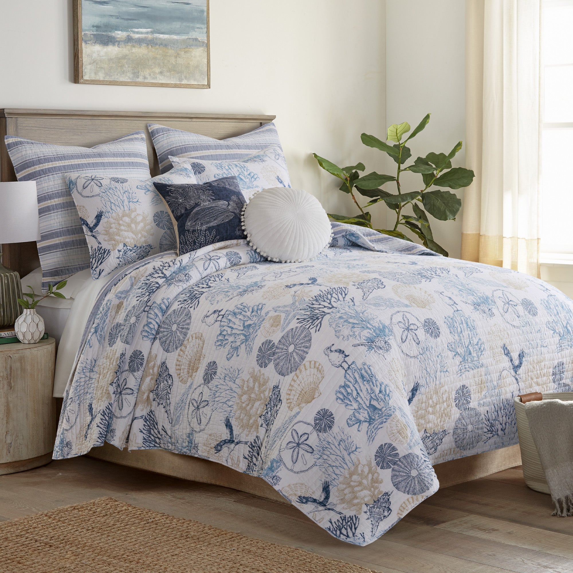 Serena Sea Euro Sham Set of 2 - Premium Cotton Decorative Pillow Covers for Bedroom Decor, Hotel Style Luxury Bedding Accessories (Perfect for Master Bedroom, Guest Room & Vacation Rental Styling)