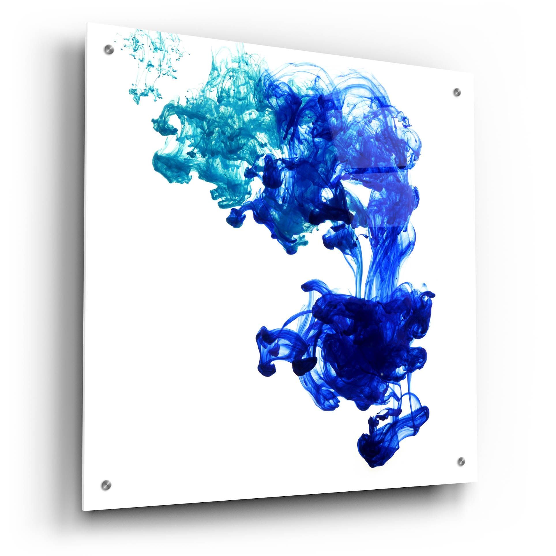 Epic Art 'Sapphire Tear' by Epic Portfolio - 24x24 Inch Acrylic Glass Wall Decor - Modern Abstract Painting for Living Room, Bedroom & Office Decor